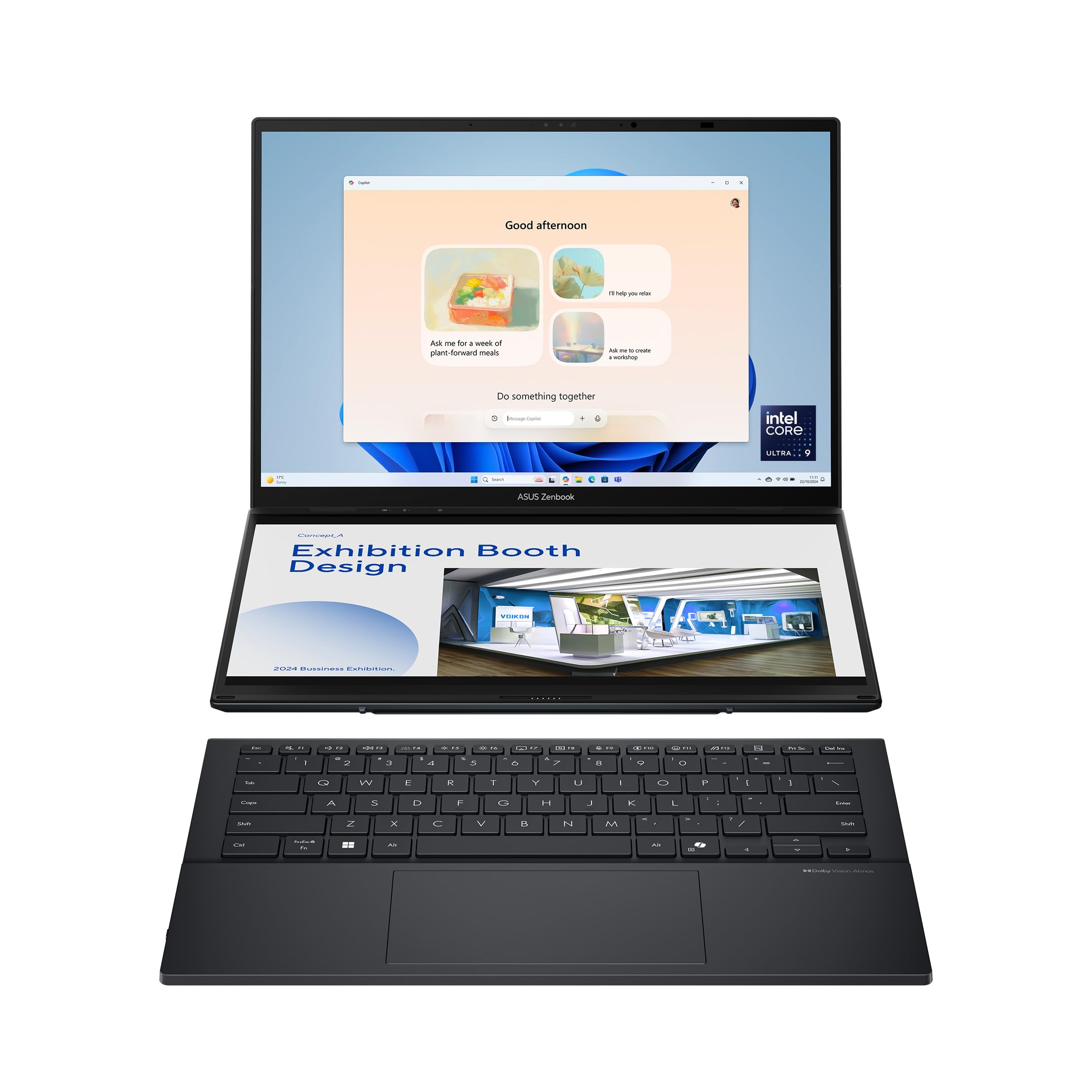 لپ تاپ ASUS Zenbook Duo UX8406CA-PZ005W با صفحه نمایش لمسی/Intel Core i9-1285H/رم 32GB/حافظه داخلی 2TB SSD/صفحه نمایش 14 اینچی با رزولوشن 3K (2880x1800) و فرکانس 120Hz OLED/ویندوز ۱۱ هوم، صفحه کلید انگلیسی/عربی - رنگ خاکی سنگی