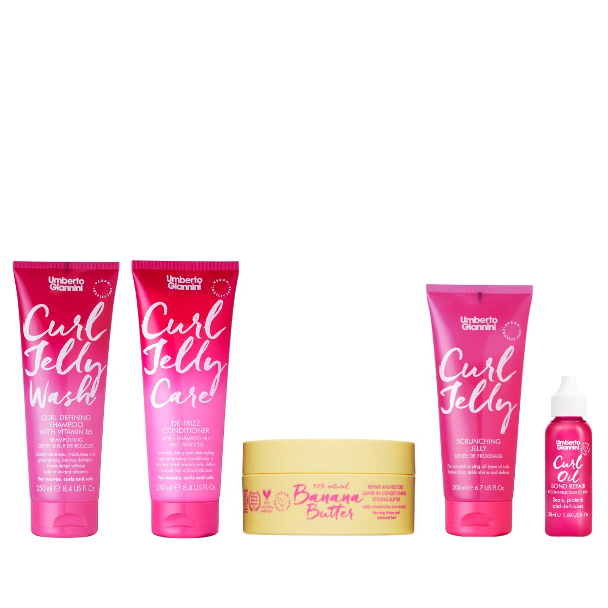 Umberto Giannini Hair Routine Kit for Type 4 Curls - 5 Product Wash, Care & Styling Routine for Type 4a-4c Curls - Includes Shampoo, Curl Cream & Leave-In Treatment Type 4 Hair Kit