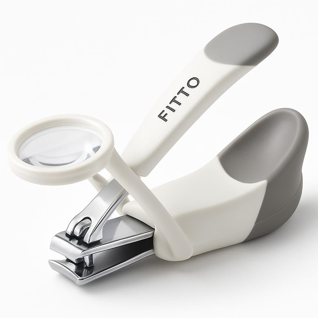 ناخن‌بر برشی دقیق FITTO Deluxe با بزرگنمایی - برش‌دهنده ناخن استیل ضدزنگ و تیغه با کیفیت بالا با بزرگنمایی 4 برابر، طراحی ارگونومیک، دسته ضد‌لغزش و ویژگی‌های ایمنی برای بزرگسالان و سالمندان