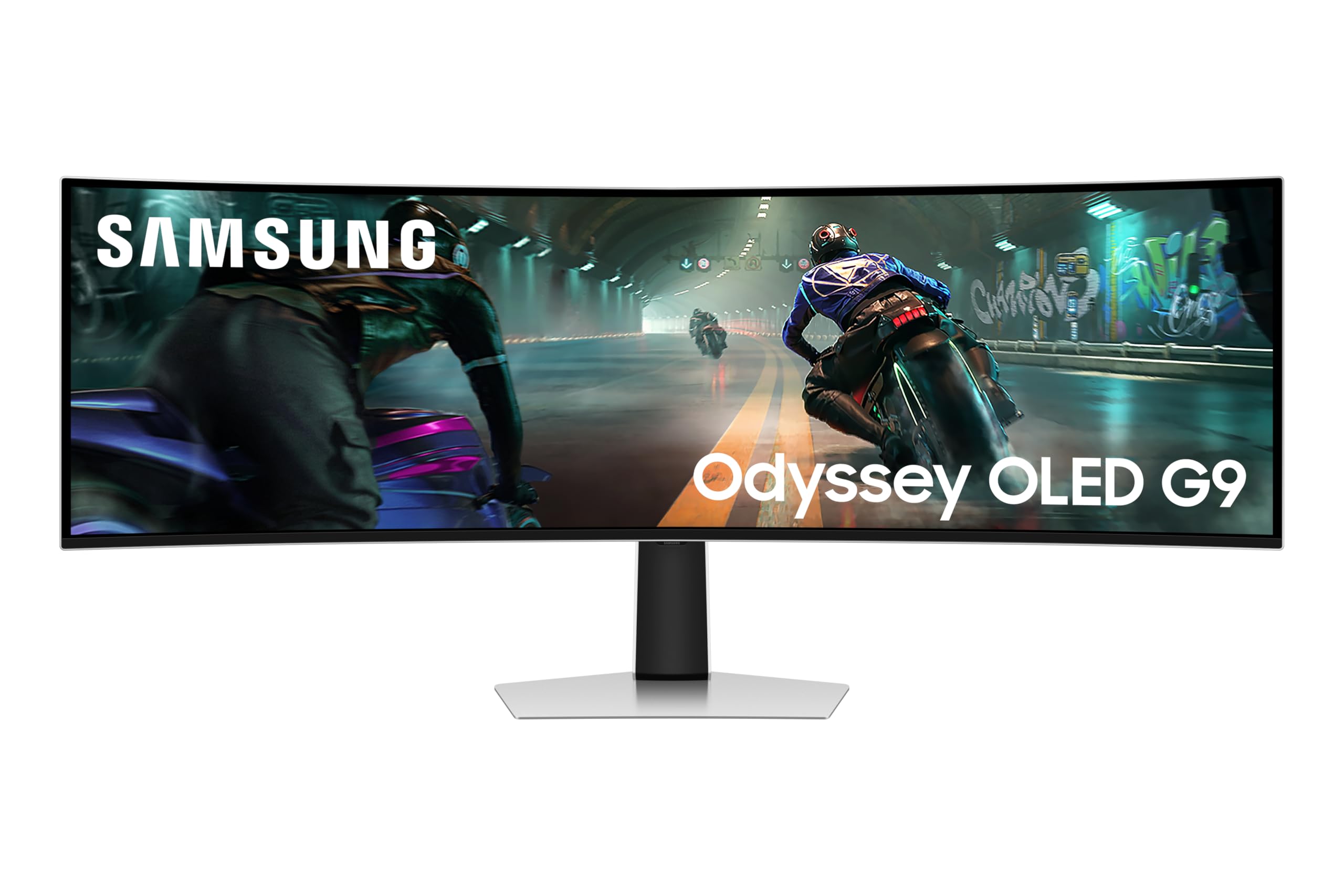 مانیتور بازی 49 اینچ سامسونگ G9 (G91SD) اودیسی OLED دو QHD (5120 × 1440) نرخ تازه‌سازی 144Hz زمان پاسخ 0.03 میلی‌ثانیه، سازگار با NVIDIA G-Sync، قابل تنظیم ارتفاع، نقره‌ای (ایکسکلوزیو امازون)