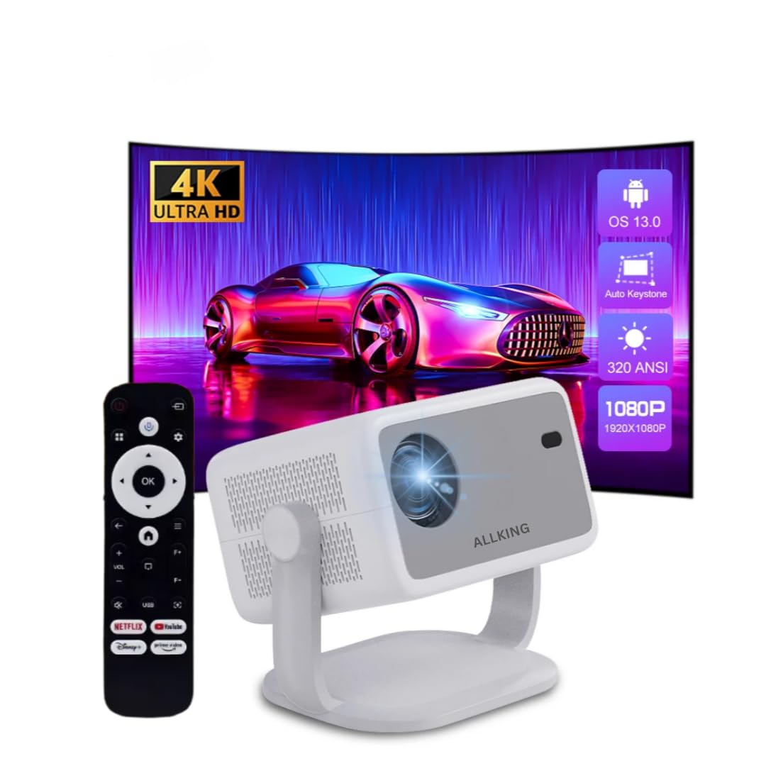 رزولوشن Full HD 1080P و 4K با ضبط Keystone برای تئاتر خانگی و سینما به صورت بی‌سیم (WiFi) و دارای قابلیت اتصال بلوتوث، HDMI و USB