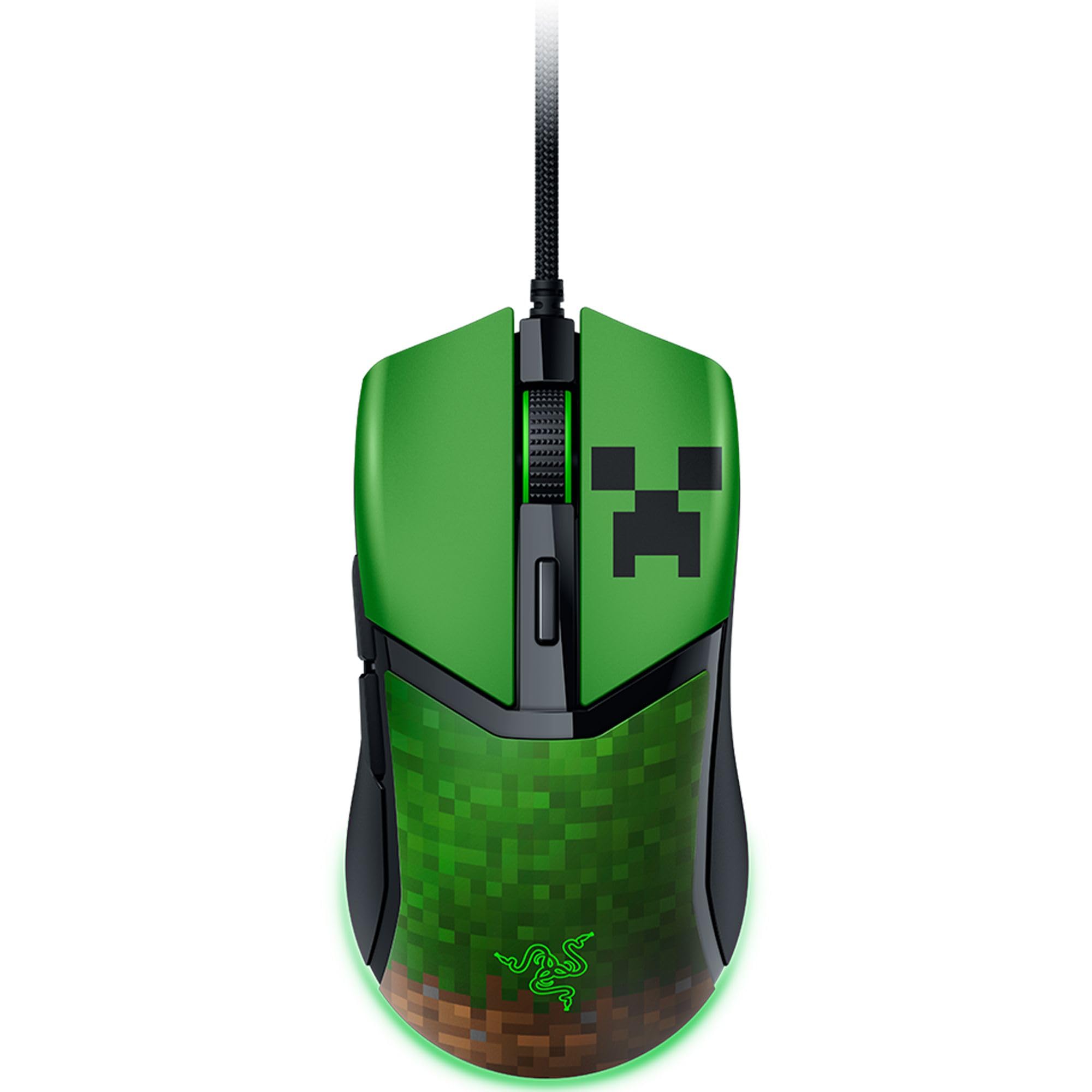 موش مخصوص بازی سیمی Razer Cobra: سبک با وزن 58 گرم، سوییچ‌های نوری نسل سوم، نورپردازی RGB Chroma زیرنوری، حسگر نوری با دقت 8500 DPI، کف پاچه موش 100٪ PTFE، کابل Speedflex - نسخهٔ ماینکرافت