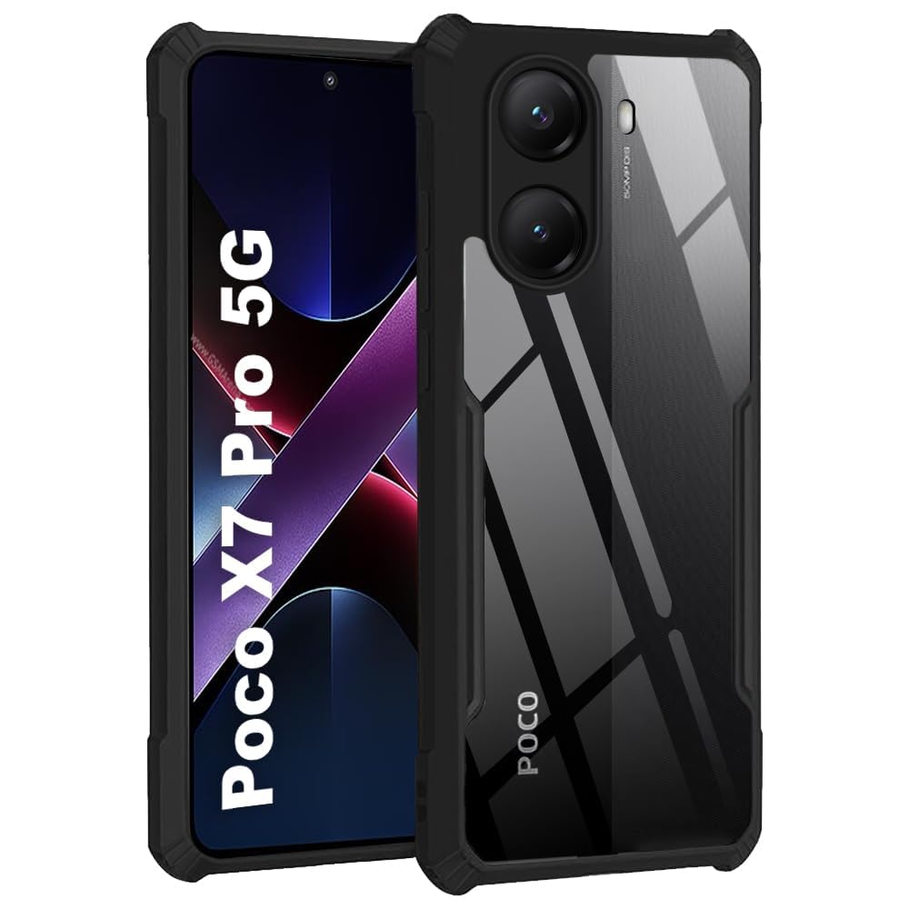 کیس برای شیائومی POCO X7 Pro محافظ پشتی شفاف از پلی کربن سخت با حاشیه TPU پریمیم ضد ضربه و محافظت کننده دوربین مقاوم در برابر ضربه ۳۶۰ درجه عدم زرد شدن برای POCO X7 Pro 5G