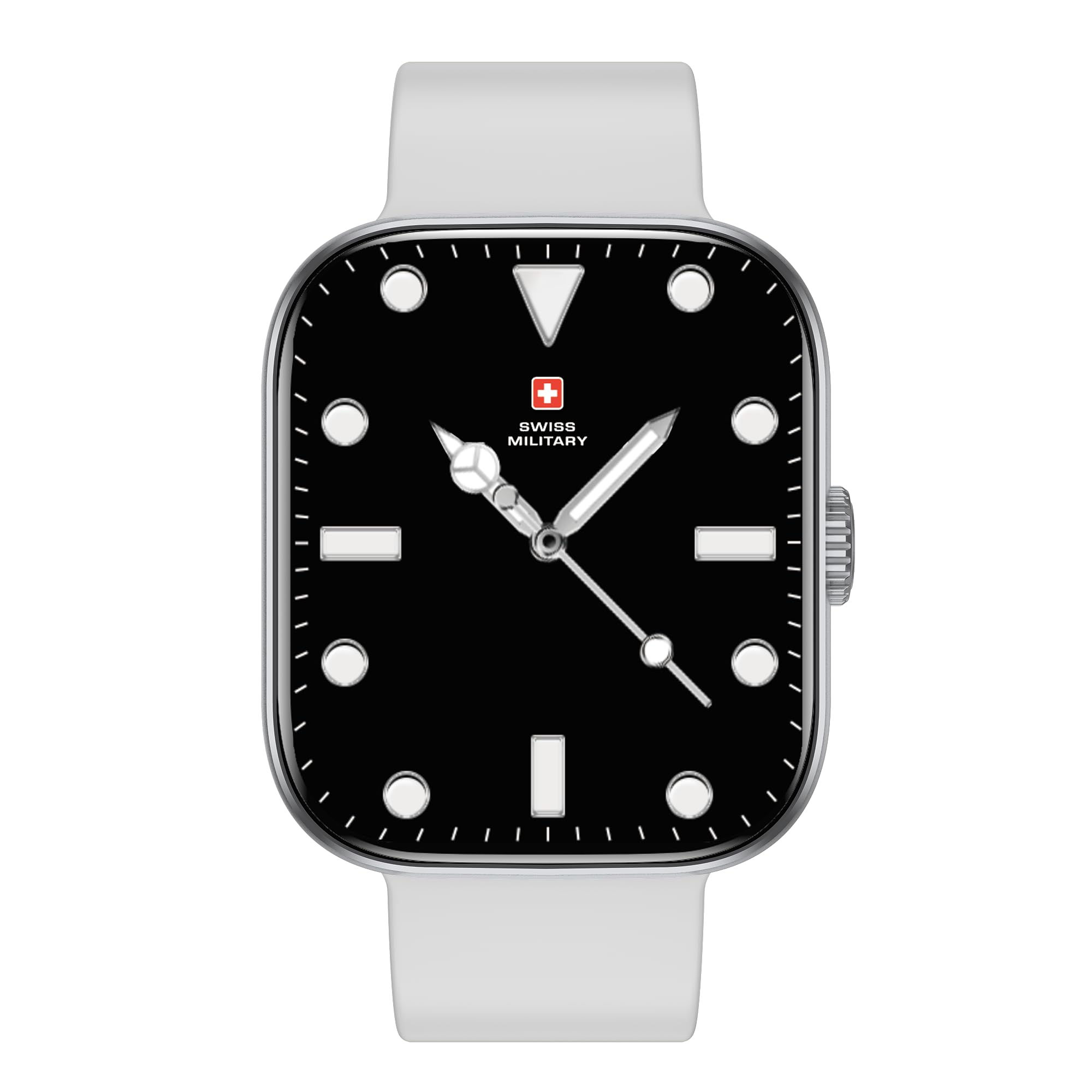 ساعت هوشمند Swiss Military ALPS4 با صفحه نمایش 1.75 اینچی AMOLED، قابلیت تماس بلوتوث،  چند زبانه، پیگیری فیتنس، شارژ بی‌سیم، باتری 7 روزه، استاندارد ضدآب IP67، سازگار با iOS/Android، قاب نقره‌ای و بند سیلیکون خاکستری