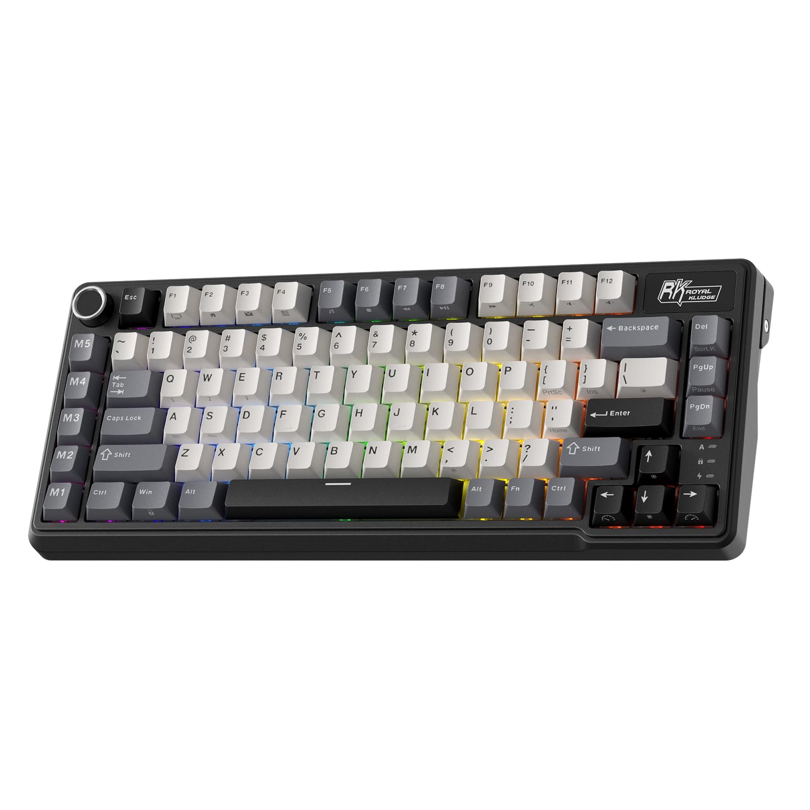 صفحه کلید مکانیکی RK ROYAL KLUDGE L75، RGB، 2.4GHz/BT/Wired، Cream Switch، Knight Black Cream Switch Knight Black