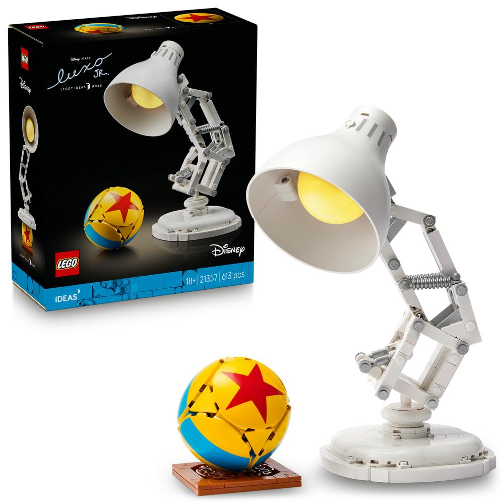 مجموعه ساخت Luxo Jr. Lamp Disney Pixar Ideas LEGO برای بزرگسالان - مدل یادگاری فیلم با اشاره‌های مخفی به فیلم - تزیین میز اداری خانه - ایده هدیه جمع‌آوری‌پذیر - 21357