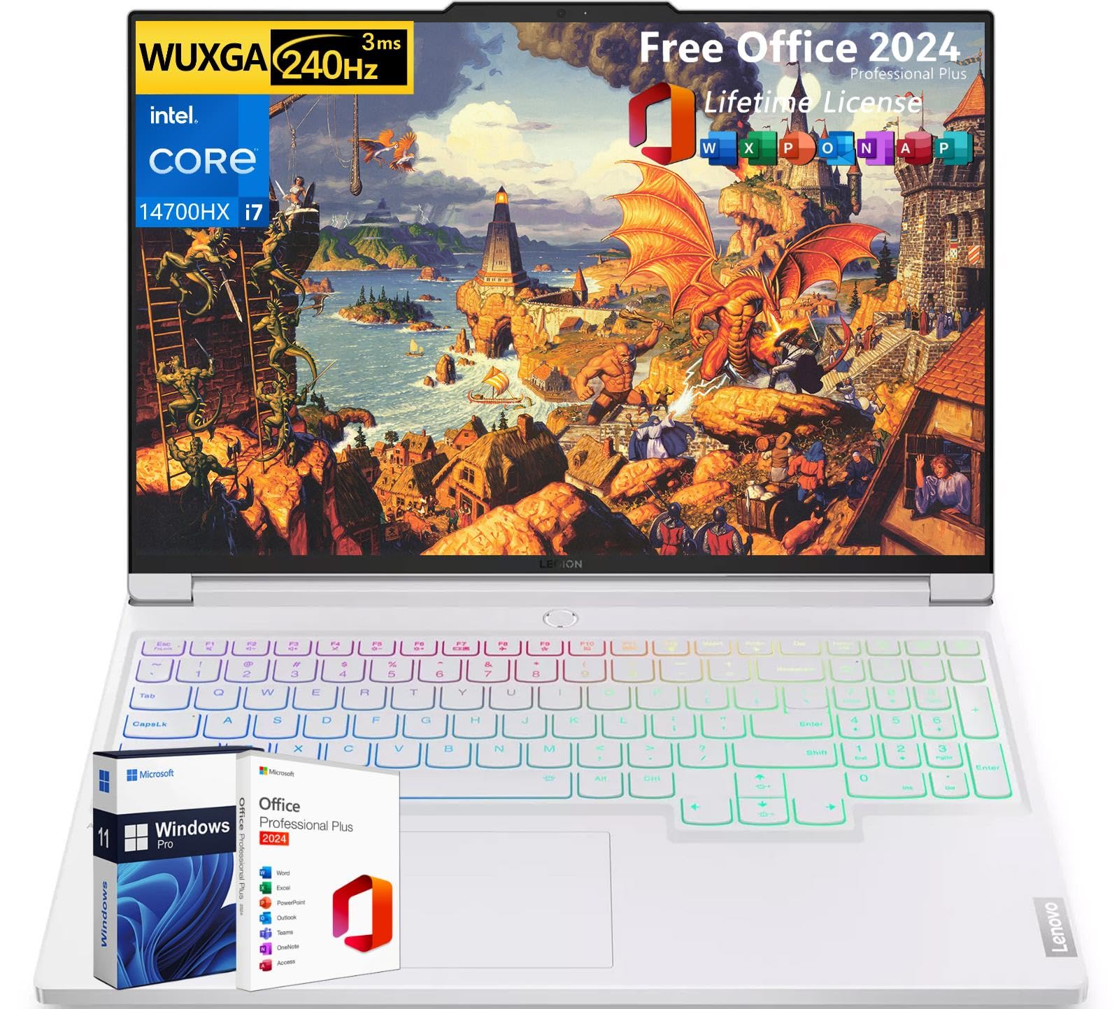 لپ تاپ بازی لنوو لجن 7i با کارت گرافیک RTX 4060، اینتل i7-14700HX(Beats i9-13900HX، تا 5.5 گیگاهرتز)، صفحه نمایش 16 اینچی IPS WQXGA با فرکانس تازه 240Hz، 32 گیگابایت DDR5، 1 ترابایت حافظه SSD، Wi-Fi 6E، موتور هوش مصنوعی+، ویندوز 11 پرو، مایکروسافت آفیس 2024 پرو