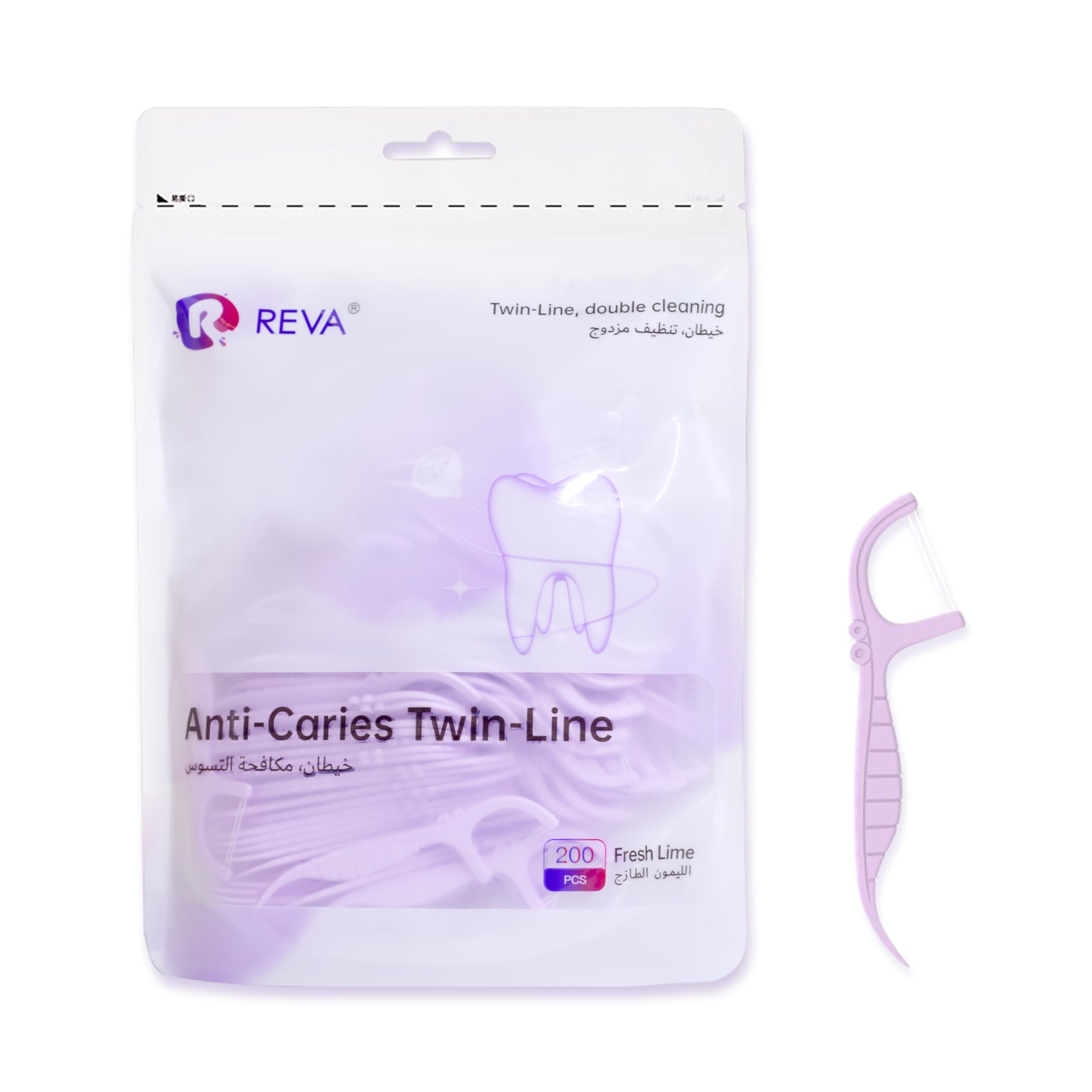 دندان چهارشکل داشته باشAnti-Caries Twin-Line Dental Floss Picks - 200 Count (Pack of 1)، Fresh Lime Flavour Toothpicks، Teeth Cleaning Sticks