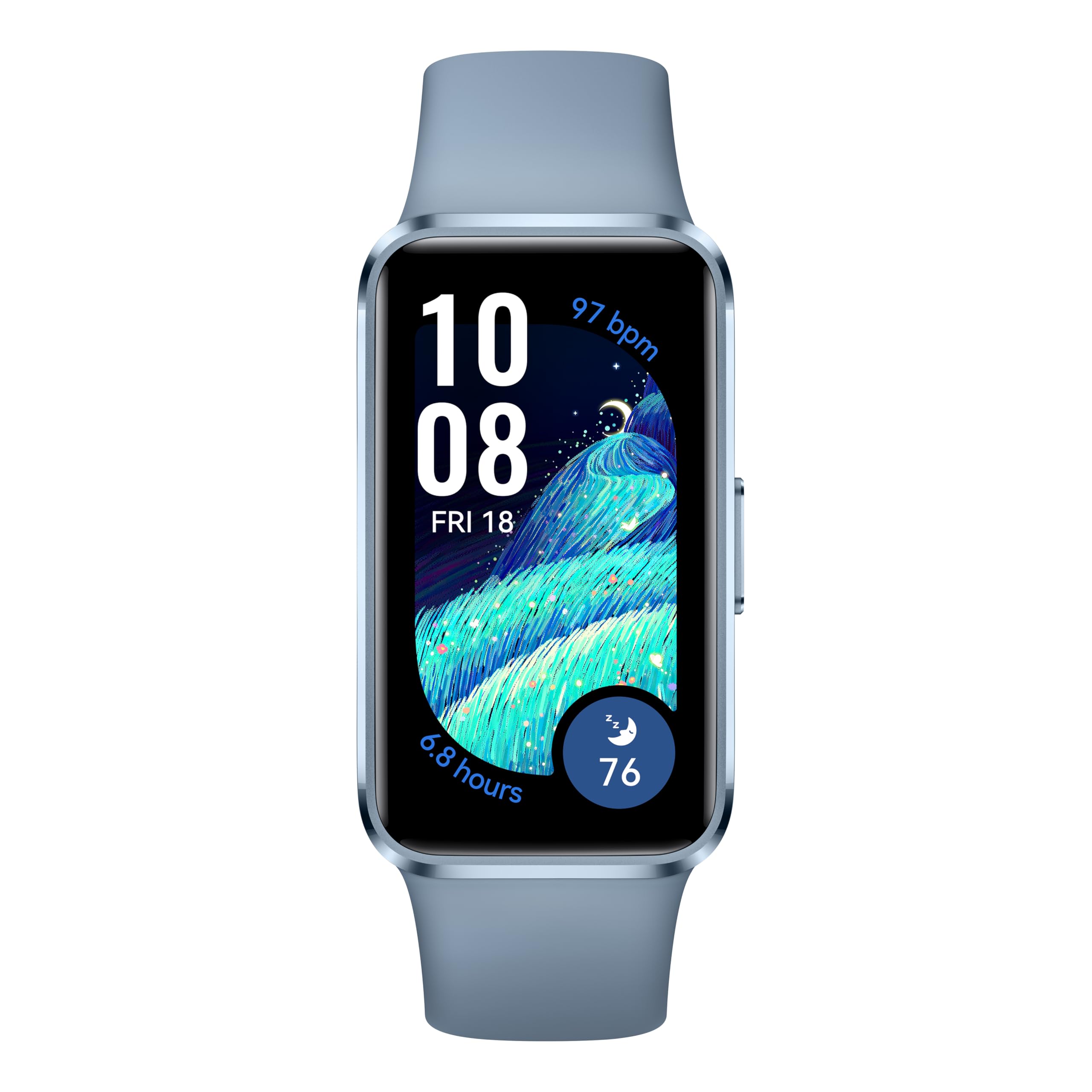ساعت هوشمند HUAWEI Band 10 با طراحی فلزی و قابلیت استفاده راحت، تحلیل خواب سطح حرفه ای، کمک به سلامت روانی، 100 حالت ورزشی، عمر باطری قوی، سازگار با IOS و اندروید، رنگ ابی