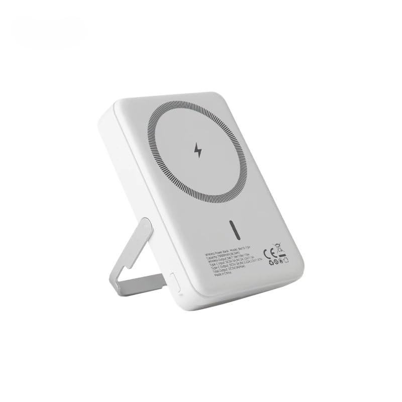 پاور بانک مغناطیسی Bentik BW10-15H، شارژر قابل حمل 10000mAh با استند، شارژ سریع، ورودی/خروجی USB-C، سفید (سفید)