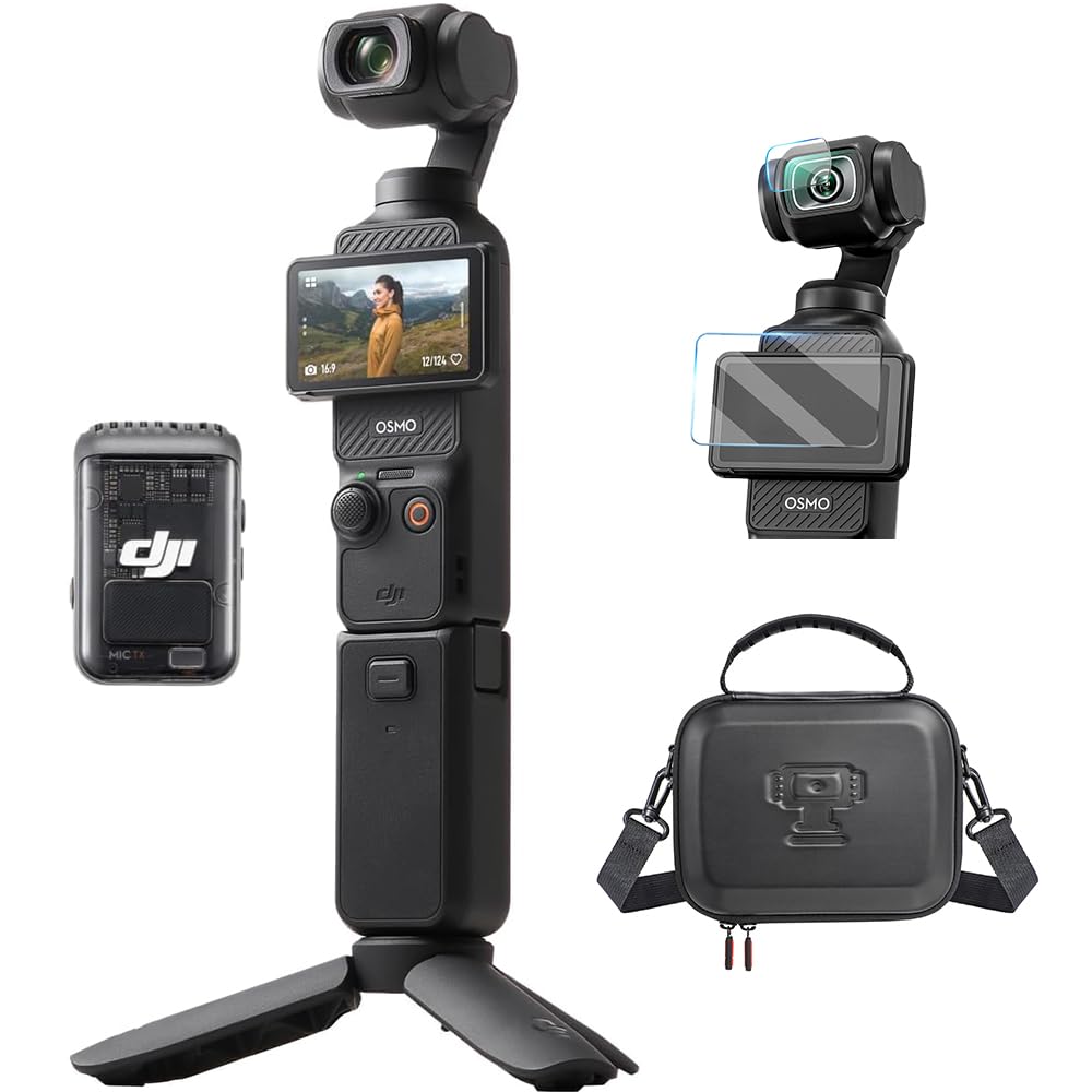 DJI Osmo Pocket 3 Combo، دوربین ولاگ 4K با سنسور CMOS 1 اینچ و ویدیوی 4K/120 فریم بر ثانیه، استابیلایزر 3 محوره، دوربین دیجیتال، فوکوس سریع، شامل میکروفون برای صدای واضح، یوتیوب