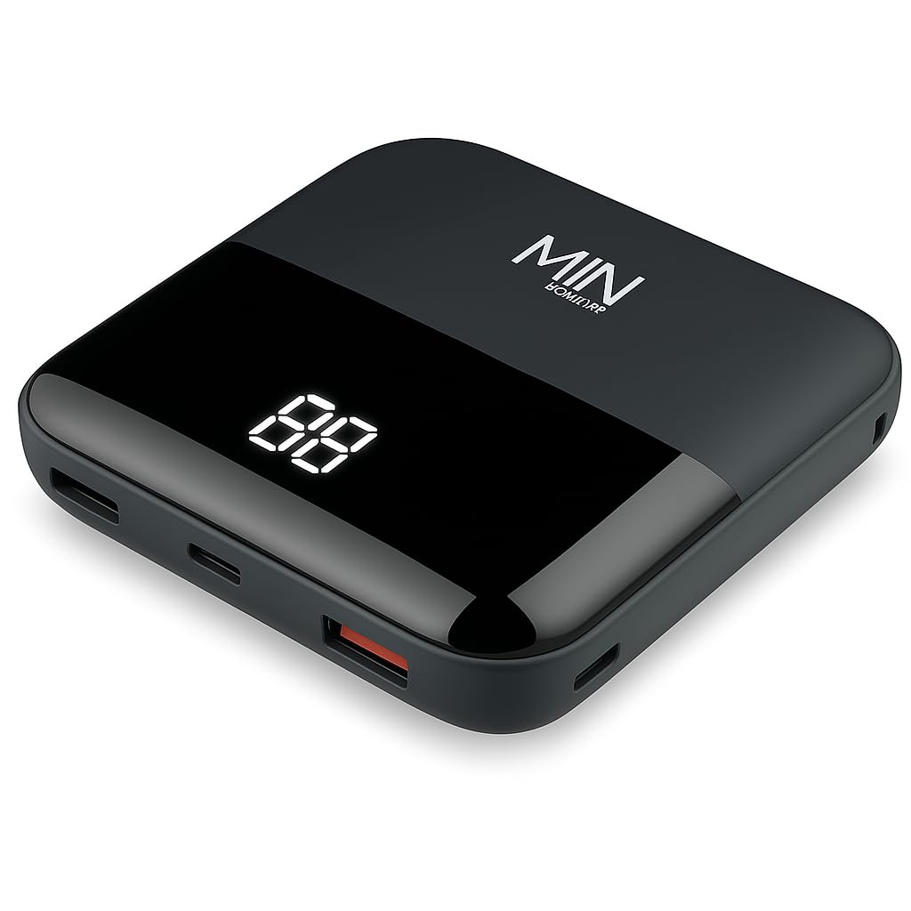 میدان سامر - شارژر پاور بانک قابل حمل Mini شارژ سریع 10000mAh ورودی و خروجی USB C و باتری 5V/2.1A سازگار (سیاه)