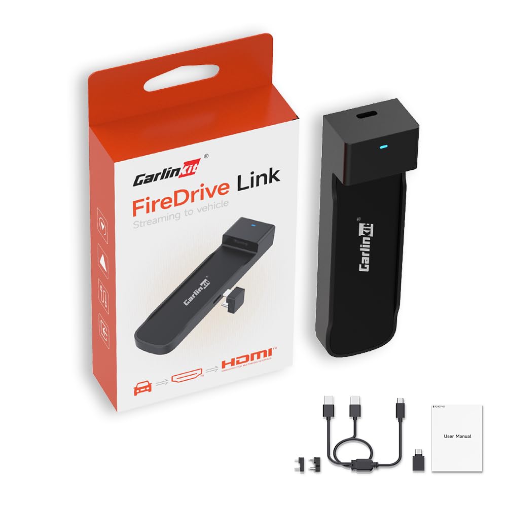 تبدیل کننده HDMI Carlinkit FireDrive Link Adapter - تبدیل CarPlay سیمی به HDMI برای پخش Fire TV Stick، ورود HDMI پردازه بدون وقفه برای پخش Netflix، YouTube و غیره، پلاگ اند پلی، تا کیفیت تصویر 1080p HD