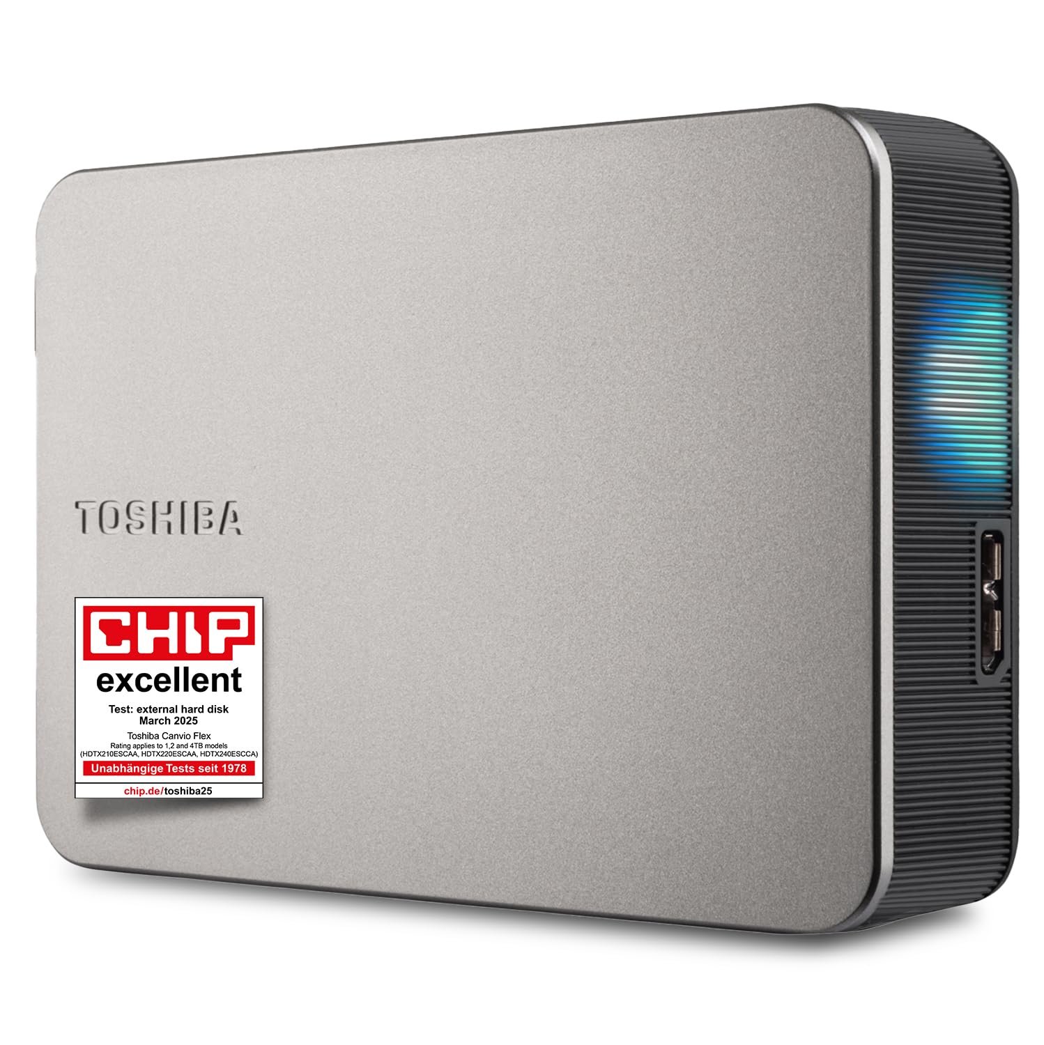 Toshiba Canvio Flex 4TB - درایو سخت افزار خارجی قابل حمل 2.5 اینچی برای استفاده از مک، ویندوز PC، گوشی هوشمند و تبلت، سازگار با اکثر دستگاه‌های USB-C و USB-A، نقره‌ای گرم (HDTX240ESCCA) نسل جدید Canvio Flex 4TB