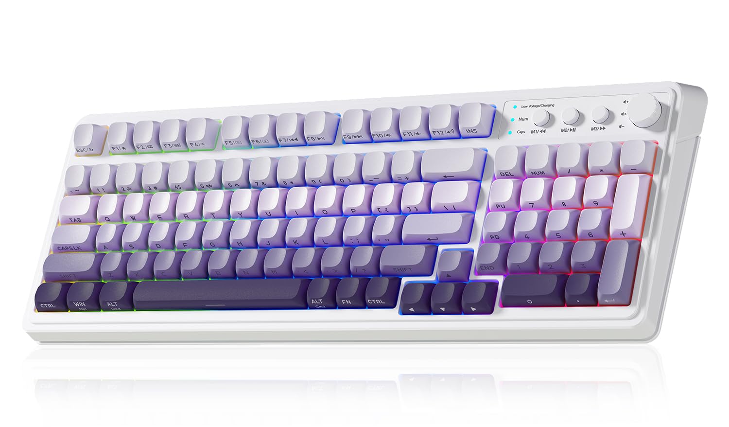 AULA S99 Wireless Keyboard, Tri-Mode Bluetooth/2.4GHz/USB-C Cute Creamy Gaming Keyboard with Number Pad RGB Backlit, Media Knob Custom Computer Keyboards for MAC Xbox PC Gamer - Gradient Purple