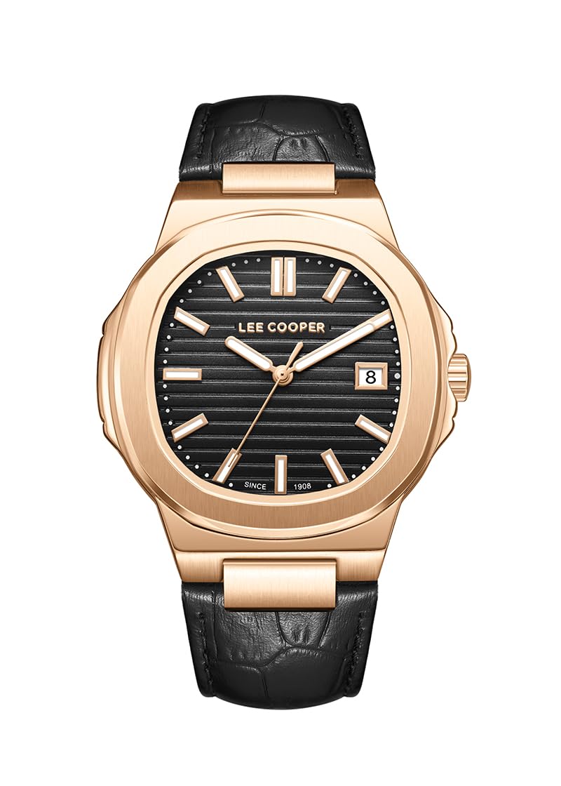 LEE COOPER LC08108.451 مردانه نمایش آنالوگ ساعت و بند چرمی سیاه