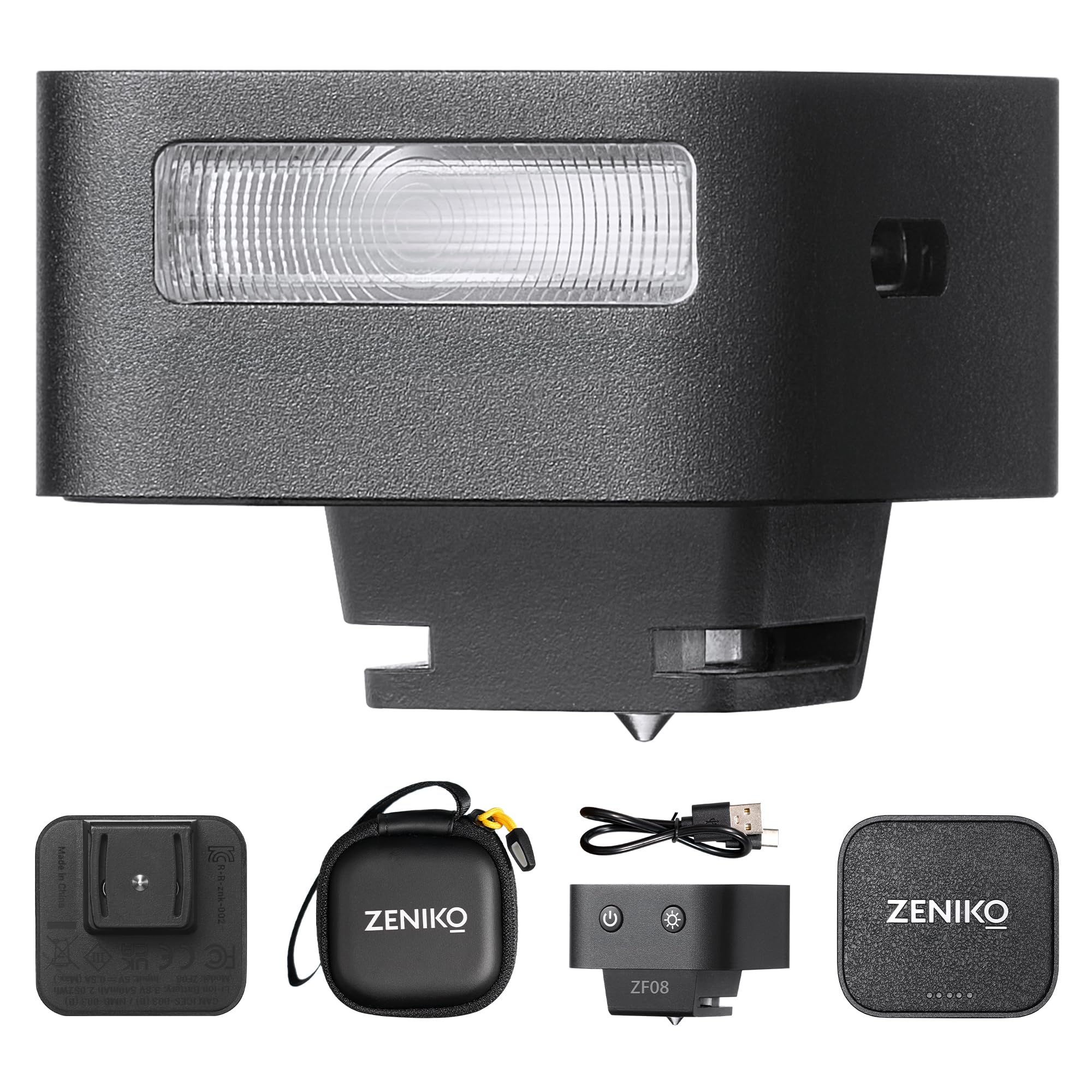 دوربین فلش ZF08 Mini Speedlite با 440 فلاش قدرتمند CCT 6500K + 200K، با باتری داخلی برای دوربین‌های سونی، کانن، نیکون، فوجی، الیمپوس با سوکت هات‌شو آهنربایی تک تماسی ZF08 سیاه