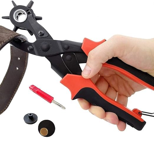 ابزار پانچ Puncher چاله‌های چرمی برای کمر، بندهای ساعت، زینه‌ها، بندها و بیشتر، پانچر 3 حفره گرد و 3 حفره مسطح