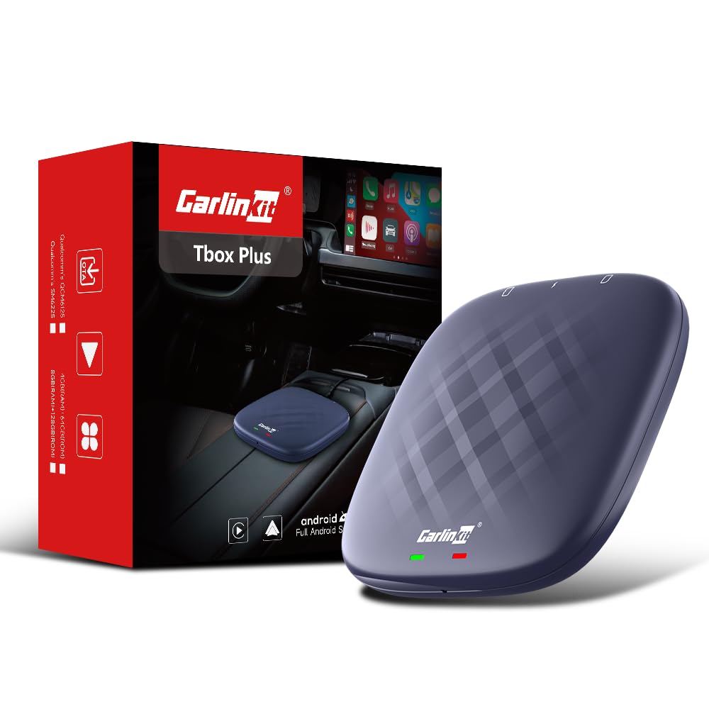 Carlinkit Tbox Plus Android 13 (8GB+128GB) Ai Car Box، 3-in-1 Wireless CarPlay/Android Auto با پخش بهبود یافته برای سیستم سرگرمی خودرو (Netflix/YouTube/Shahid) کوالکام 6125 کوچک و سبک