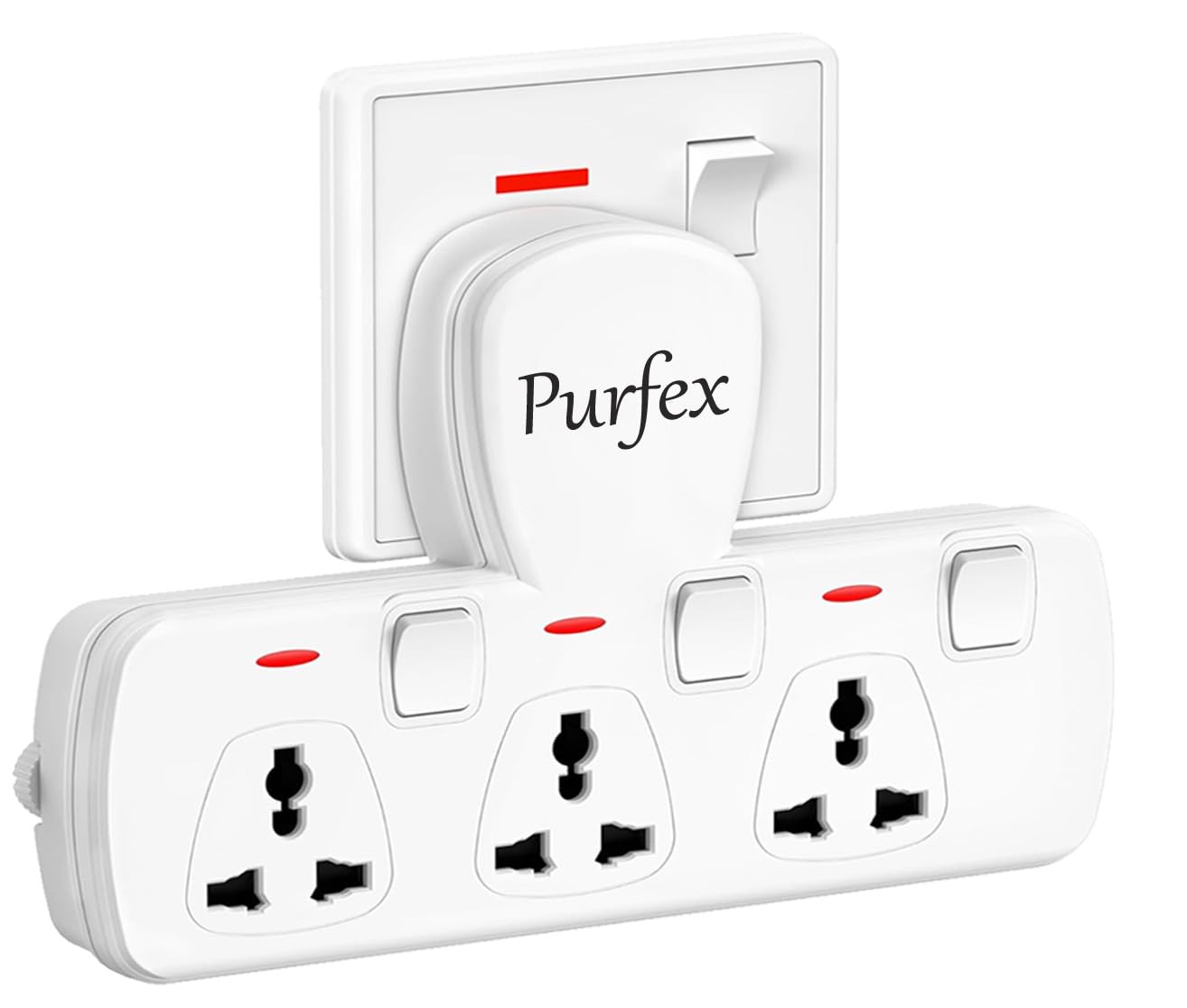 استیشن شارژ Z3، پریز چندگانه Purfex، گسترشگر پریز برق 3 راهه، شارژر دیواری، آداپتور پلاگ یونیورسال - برای استفاده در خانه، دفتر کار و سفر