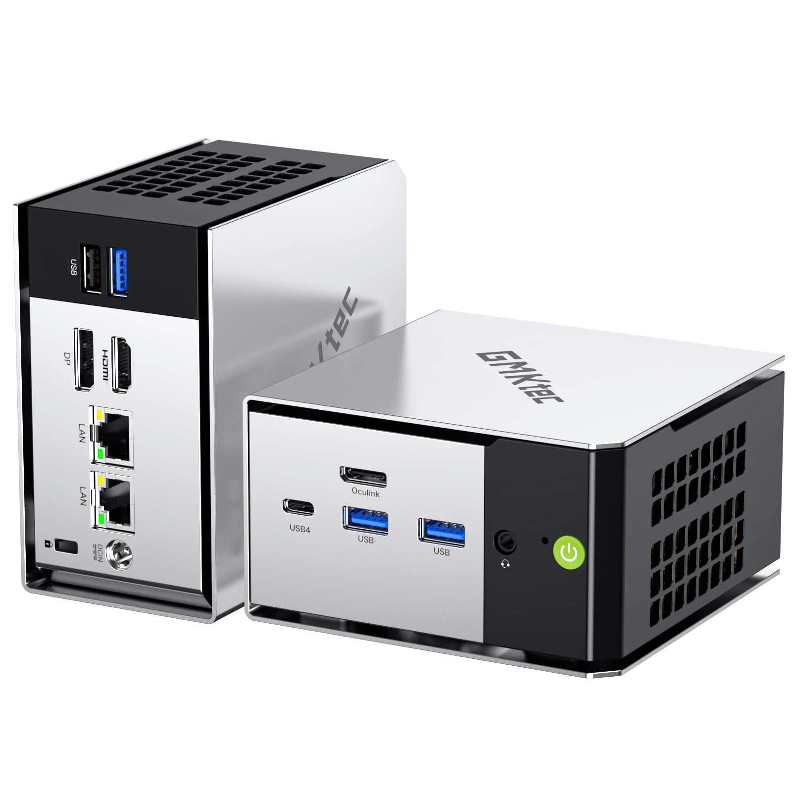 کامپیوتر دسکتاپ GMKtec Mini PC M8 با پردازنده AMD Ryzen 5 PRO 6650H (6 هسته / 12 رشته 4.50 گیگاهرتز)، LAN دوگانه NIC 2.5GbE، 16GB RAM LPDDR5 + هارد دیسک 512GB PCle SSD، اسلات Oculink، USB4، HDMI، USB-C 512 گیگابایت