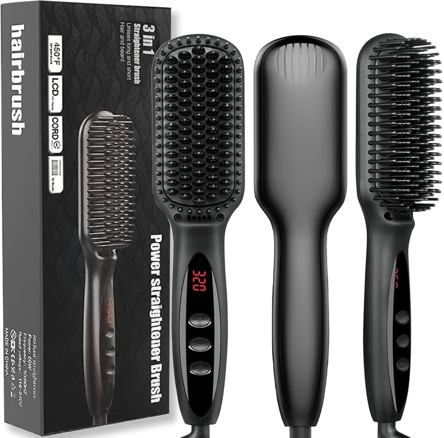 Hair Straightener، مدل Ionic با فرش آهنی موزاییکی و صفحه نمایش ال سی دی، با قابلیت گرم شدن سریع در 30 ثانیه و 12 درجه حرارت قابل تنظیم، مدل به‌روز شده فرش راست کننده بورها برای مردان، فرش قابل حمل ضد سوزش برای بورهای بیش از 2 اینچ، رنگ مشکی