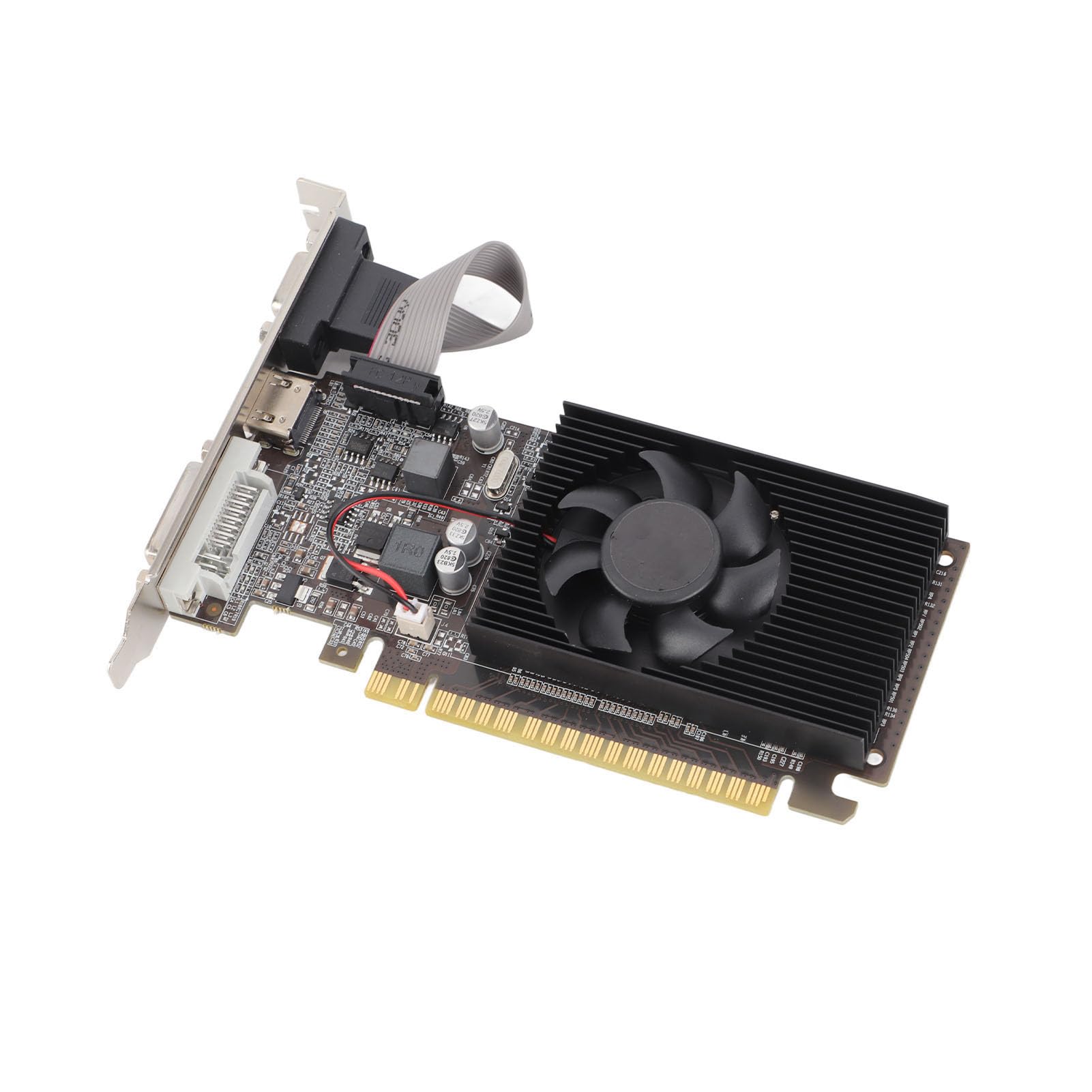 کارت گرافیک GT610 با حافظه 1 گیگابایت DDR3، پشتیبانی از رابط‌های چندرسانه‌ای DVI VGA HD، کارت گرافیک با 64 بیت برای بازی با فن خنک‌کننده سکوت، برای علاقمندان به بازی با اندازه کوچک و وزن سبک