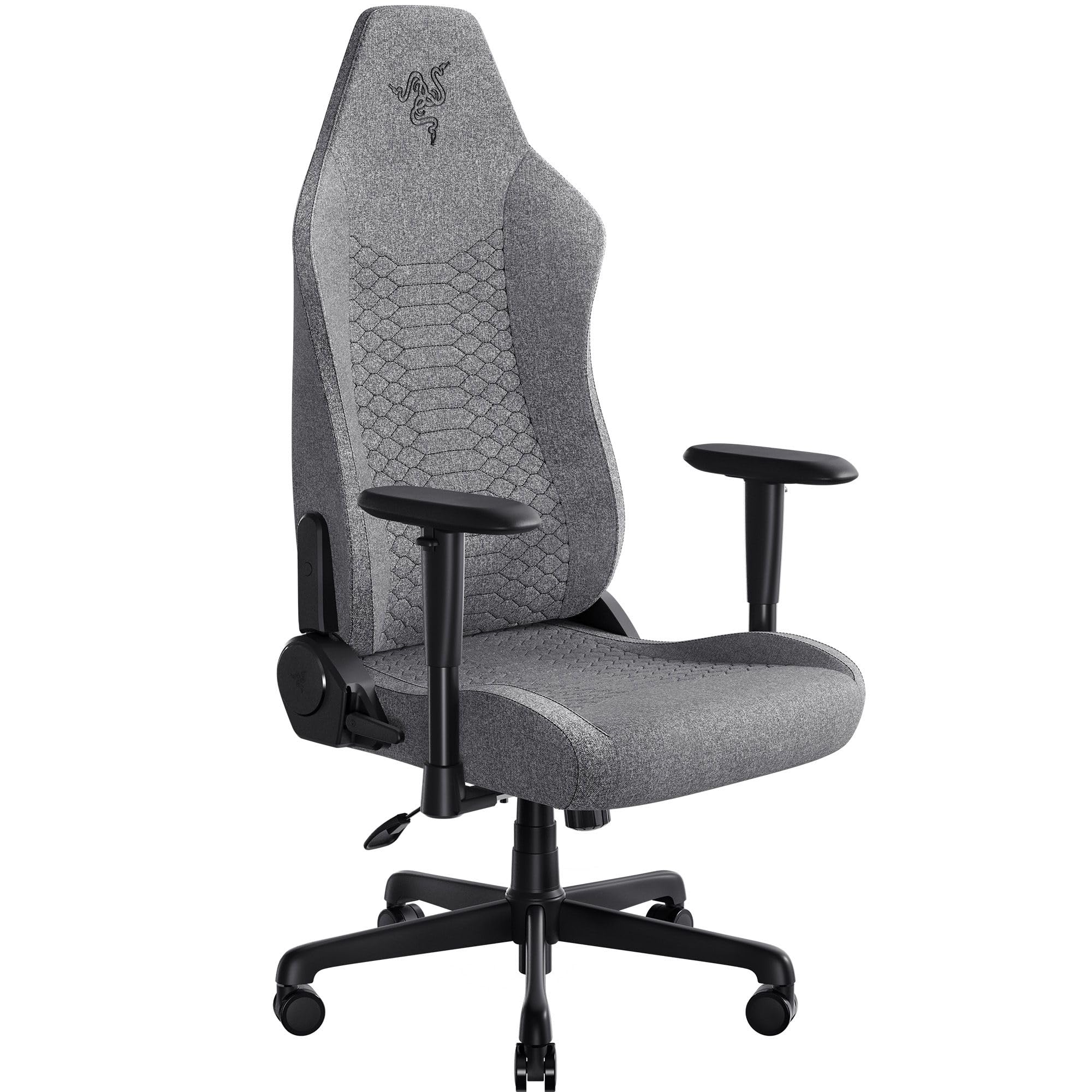 صندلی بازی ارگونومیک Razer Iskur V2 X: پشتی تو محور لمبار دار - صندلی گسترده - فوم با غلظت بالا - قابل تنظیم به 152 درجه - دستگیره‌های دو بعدی - پایان پارچه لطیف - نسخه خاکستری روشن