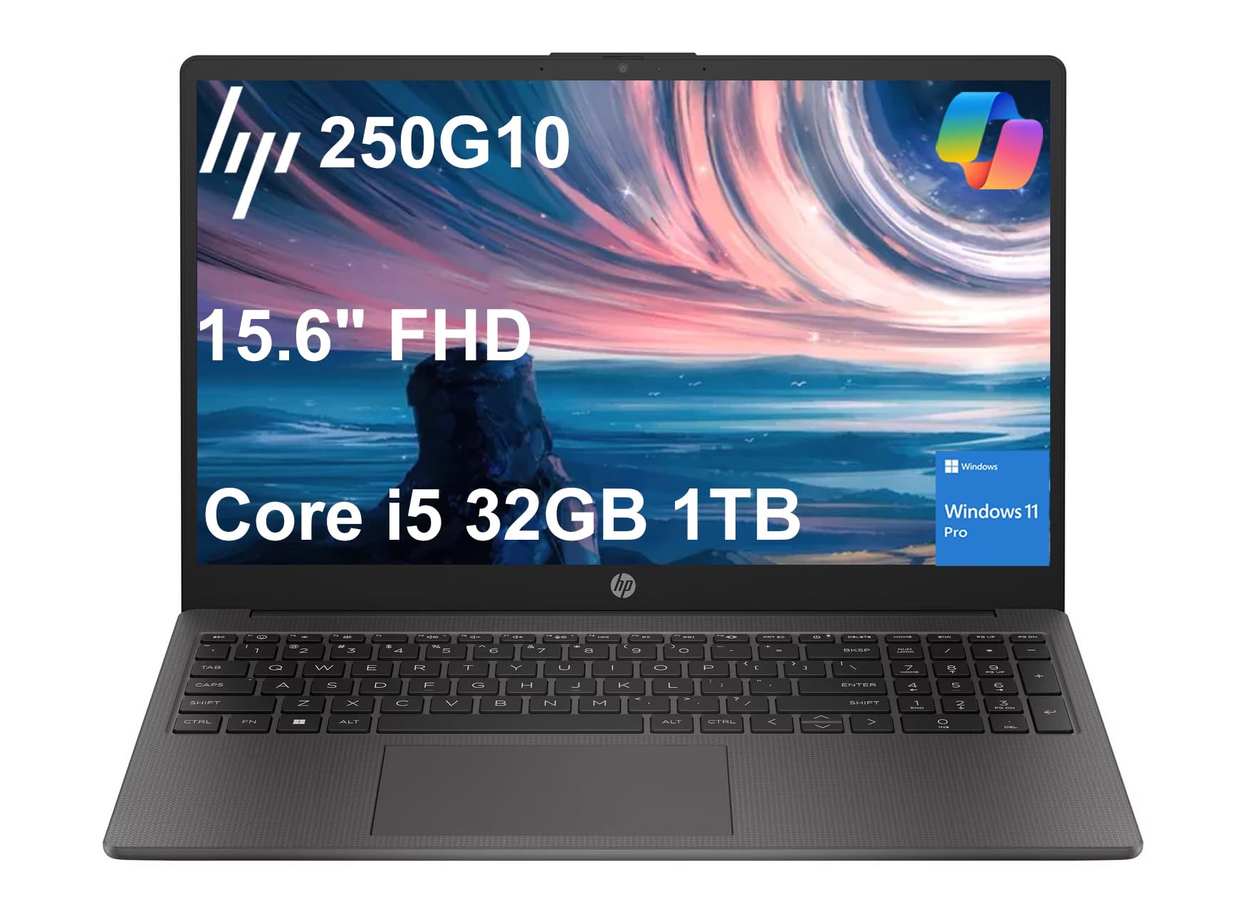 لپ تاپ HP 250 G10 (15.6 اینچ FHD IPS Anti-glare، Intel i5-1334U، 32GB RAM، 1TB SSD، 10-Core (> Ryzen 7-7730U))، تجاری، دانشگاهی، سربازی، وب‌کم با شاتر، صفحه کلید عددی، HDMI، ویندوز 11 Pro، 32GB RAM|1TB SSD