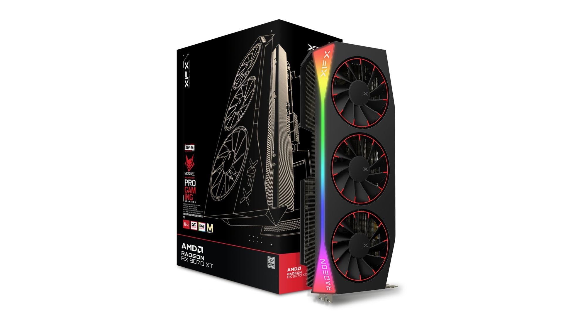 XFX مرکوری رادیون RX 9070 XT OC نسخه هوا مغناطیسی RGB AMD 16 گیگابایت GDDR6