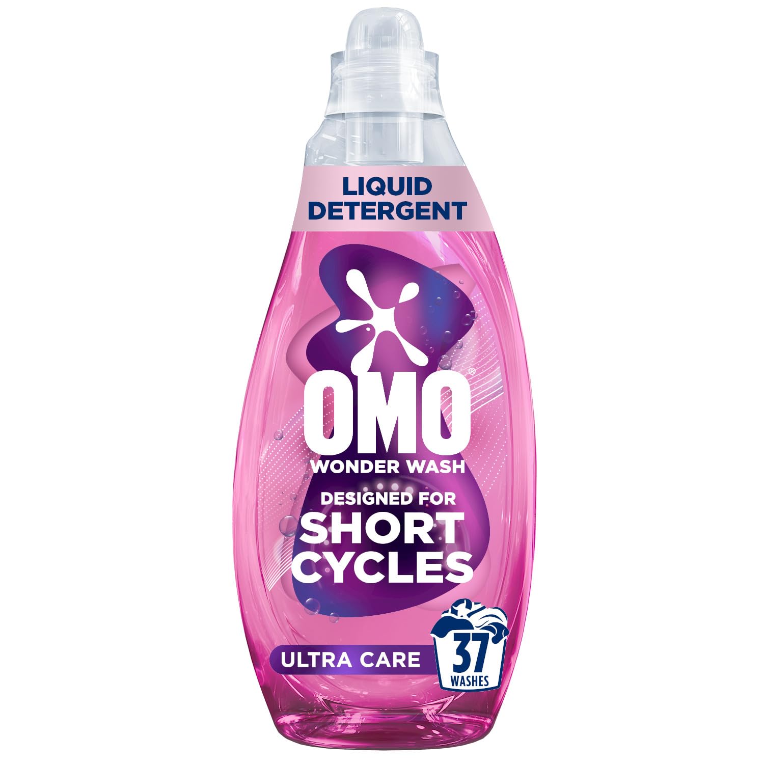 مایع شوینده لباسشویی OMO Wonder Wash ، محصول Ultra Care ، برای چرخه‌های کوتاه، پاکسازی لکه‌ها در 15 دقیقه، 1480 میلی لیتر