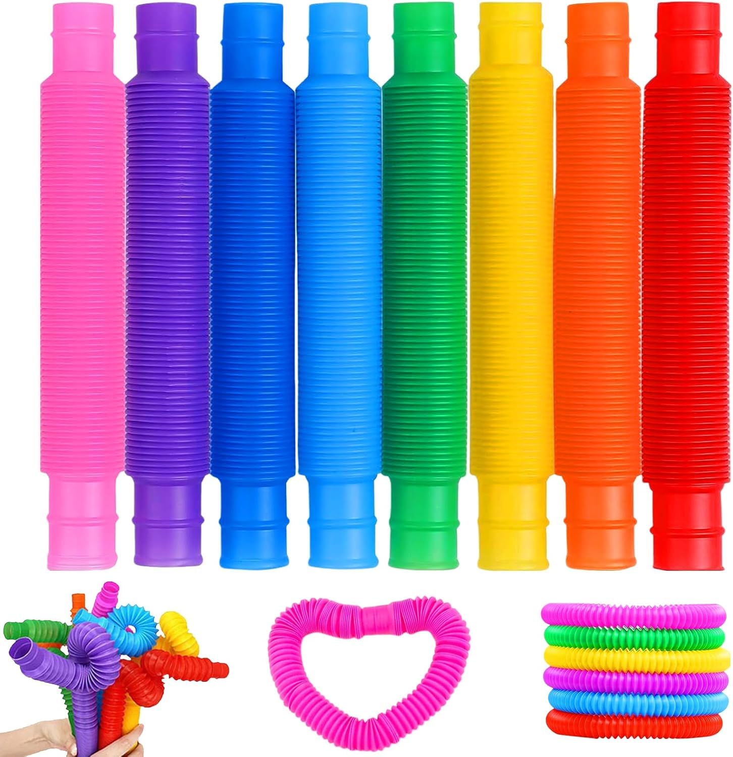 پنج تایی لوله‌های کوچک Mini Pop Tubes AWH - اسباب بازی‌های حسی و کشتنده برای کودکان، اسباب بازی‌های تسکین استرس عمده برای کودکان کوچک، هدایای جشن‌های کلاس، جوایز، هدایا‌ی تولد، و توسعه مهارت‌های حرکتی دقیق