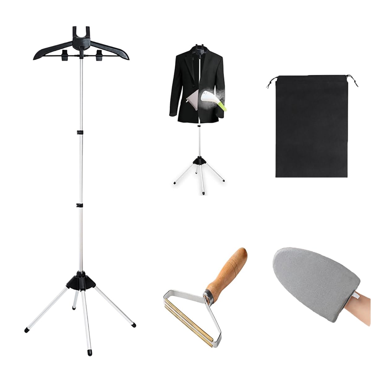 وینمیست گلیمپس Steamer Rack برای لباس تشکلت دستی همراه با دستکش اتو کردن و Clothing Fuzz Remover 360 درجه چرخشی hanger نگهدارنده تاشو با Ironing Gloves برای استفاده در منزل هتل RV و سفر