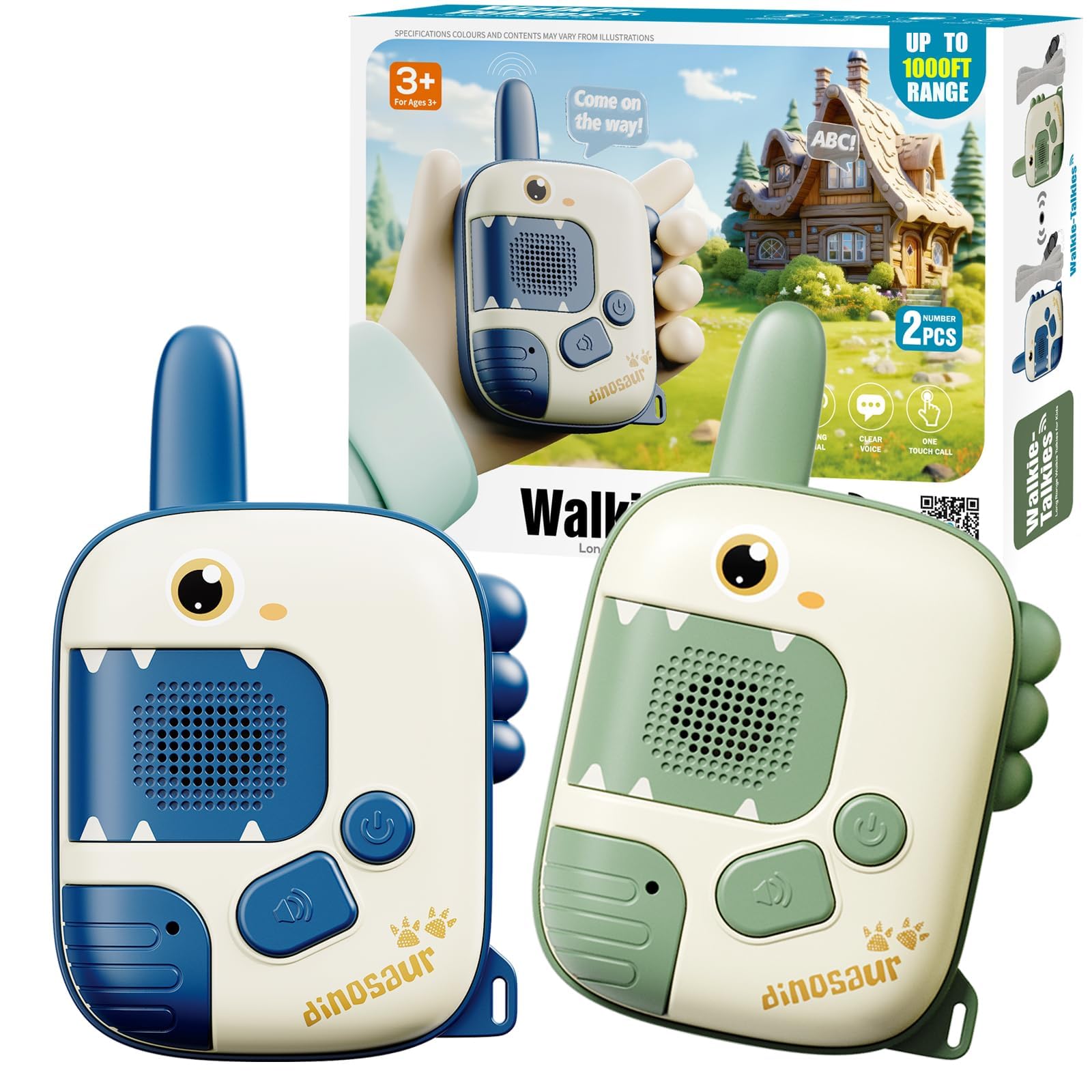 اسباب بازی Walkie Talkie برای بچه‌ها: اسباب بازی دایناسور 2 بسته، هدیه تولد برای پسران 3 تا 8 سال، اسباب بازی برای پسران 4 تا 10 سال برای بازی‌های خارج از منزل و کمپینگ، اسباب بازی دایناسور برای بچه‌ها