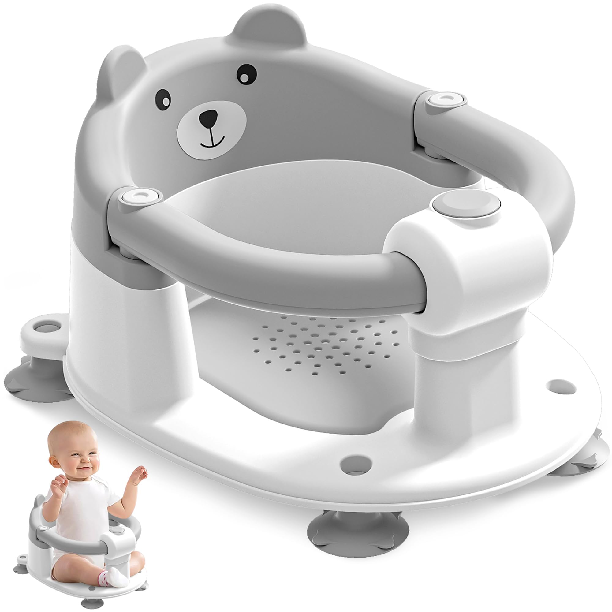 SLEEPHEAD®Baby Bath Seat for Babies 6 Months & Up, Toddler Bath Seats for Babies Sitting Up, Non-Slip Infant Bath Tub Chair with 4 Suction Cups & Soft Cushion for Shower, Compact Toddler Bathtub Seat