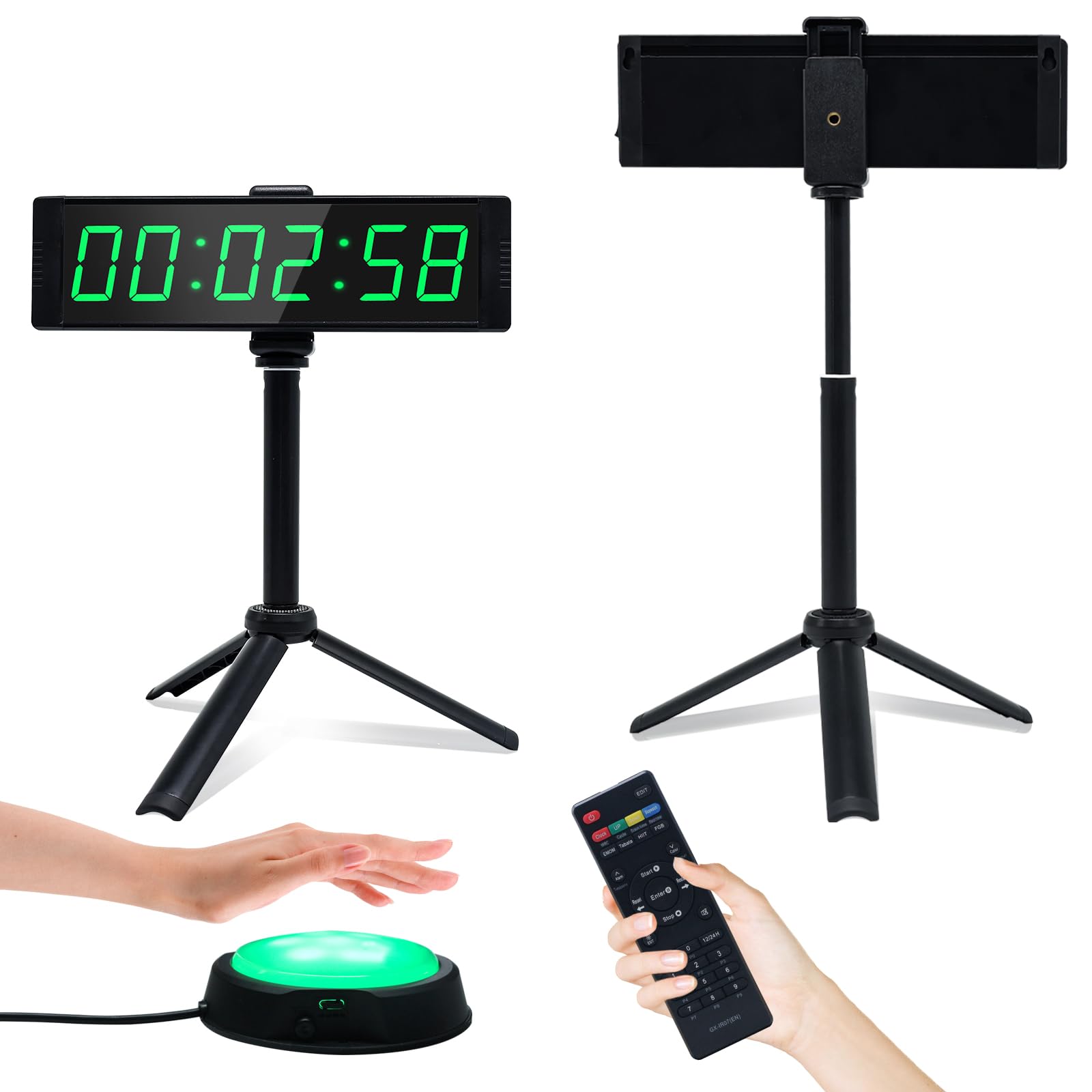 ساعت تایمر ژیم YZ برای خانه، تایمر فیتنس با دکمه کرنومتر، ساعت شمارش معکوس دیجیتال بزرگ، ساعت دیجیتال 12/24 ساعته، با پایه قابل وصل کردن (با پایه)
