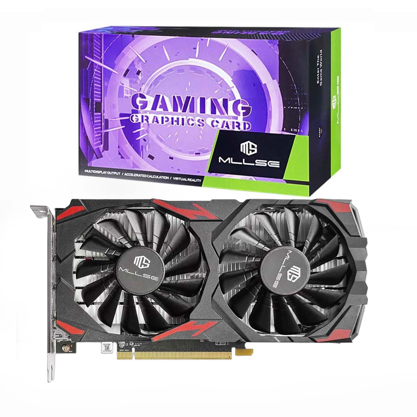 Mllse RX 580 کارت گرافیک گیمینگ ۸ گیگابایت GDDR5، ۲۵۶ بیتی (PCIe 3.0 ×16، کانکتور ۸ پین، ۳ پورت DP + HDMI) - کارت گرافیک دسکتاپ برای بازی‌های کامپیوتری، مشکی و قرمز