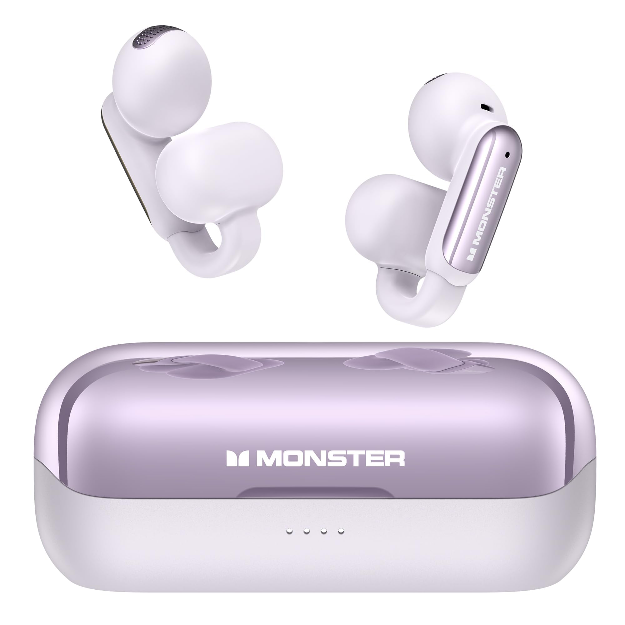 هدفون‌های بلوتوث Monster Open AC601 - هدفون‌های بی‌سیم قابل اتصال کامفورت با بلوتوث 5.4، زمان پخش 32 ساعته با ENC Clear Talk، ضدآب IPX5 و کنترل لمسی مناسب برای هر موقعیت (ارگان) (بنفش)