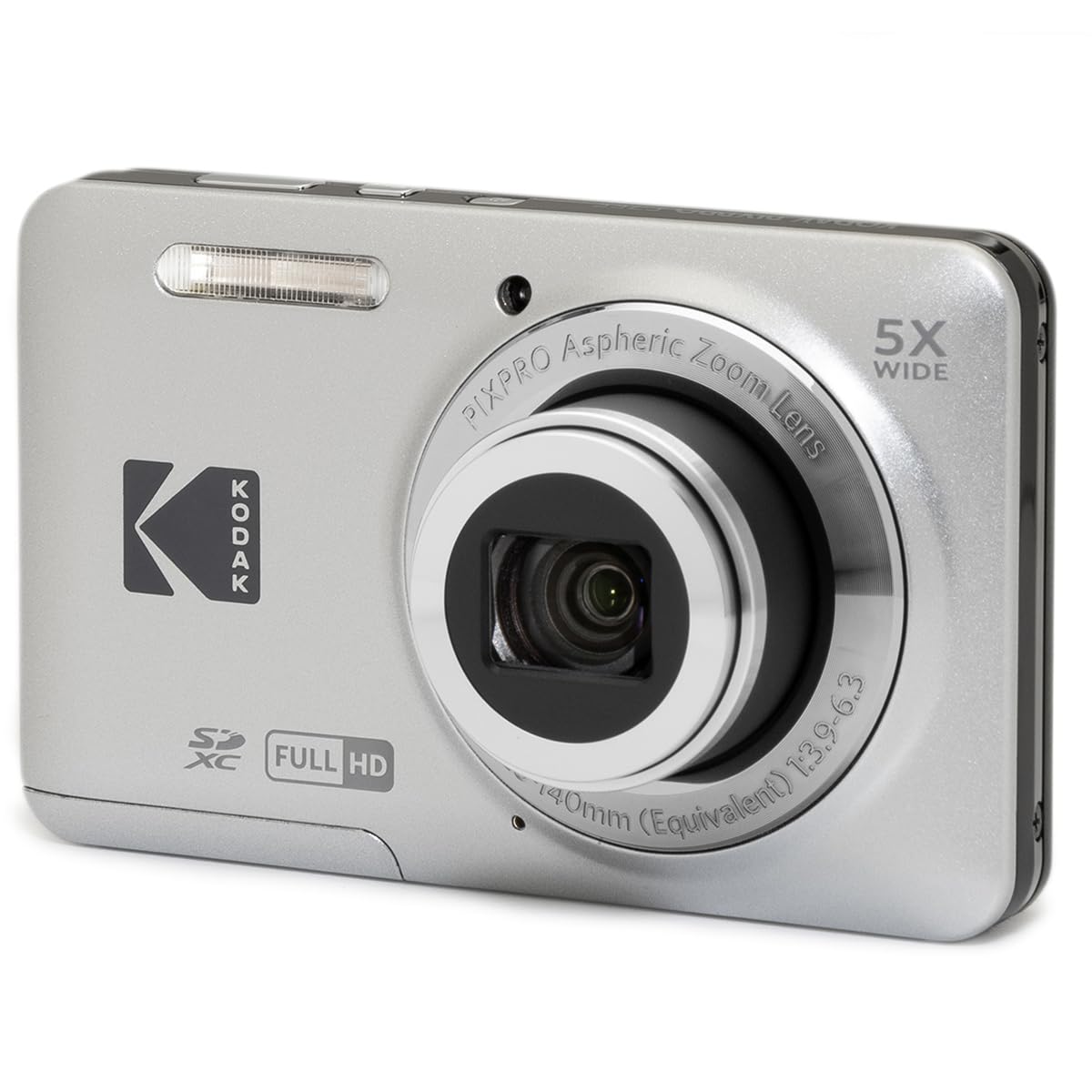 دوربین دیجیتال KODAK PIXPRO FZ55-GRY با حسگر CMOS 16 مگاپیکسل، زوم اپتیکال 5 برابری، زاویه گسترده 28 میلی‌متری، ویدیوی Full HD 1080P، صفحه نمایش LCD 2.7 اینچ و دوربین ولاگینگ، رنگ خاکستری