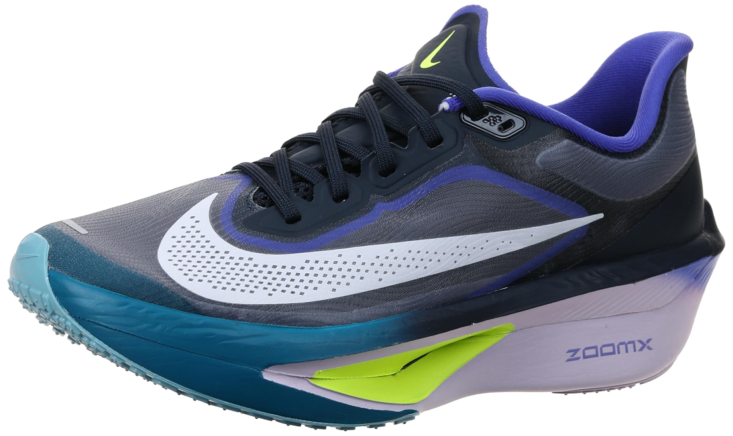 کفش مردانه Nike ZOOM FLY 6، سایز 46 اروپا، رنگ آبی تیره/سفید-بنفش فارسی-نارنجی-دلار