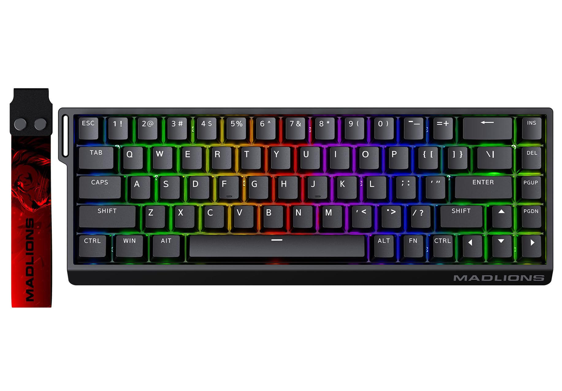 کیبورد بازی MADLIONS MAD68 HE Rapid Trigger Magnetic Switch ، دارای کیبوردهای قابل تنظیم RGB 65٪ و اثر هال Hall Effect با نرخ نظر سنجی 8K هایپر-سریع و کیبورد مکانیکی قابل تعویض PBT Keycaps برای گیمرهای PC/Mac (مشکی) MAD68 HE RGB ، مشکی