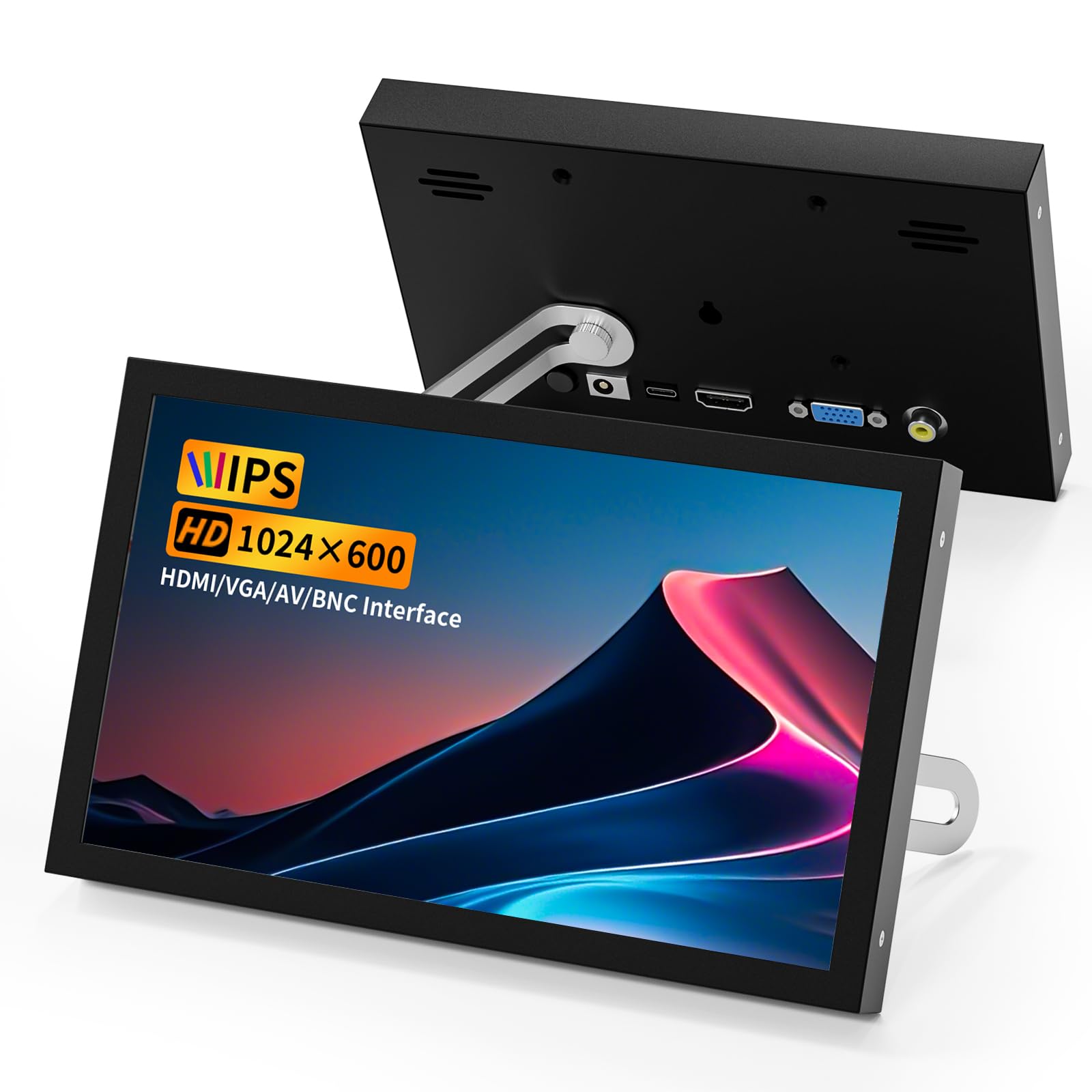 صفحه‌نمایش مینی 7 اینچی آورویتا با ورودی HDMI، صفحه‌نمایش VGA قابل حمل با ورودی AV BNC با رزولوشن 1024×600 و اسپیکرهای داخلی، زاویه دید 178 درجه IPS، نمایشگر مینی چند‌منظوره کوچک برای رزبری پای، کامپیوتر/تلویزیون/دی‌وی‌دی/سی‌وی‌بی‌اس