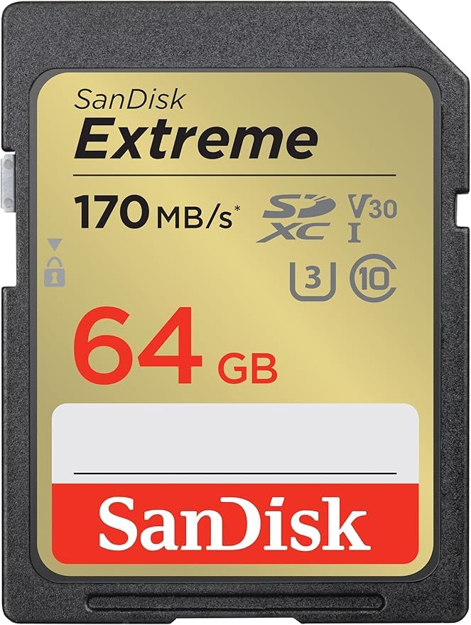 کارت حافظه جدید SanDisk Extreme SDXC 64 گیگابایت + RescuePRO Deluxe، تا 170 مگابایت در ثانیه، UHS I، کلاس 10، U3، V30 SDSDXV2 064G GNCIN، مشکی اورجینال