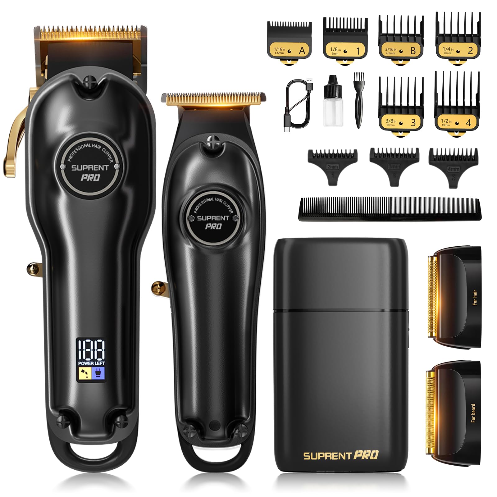 مجموعه کاتر و تراش حرفه ای SUPRENT PRO با تراش فولی، کاتر حرفه ای برای آقایان Clippers + تراش فولی
