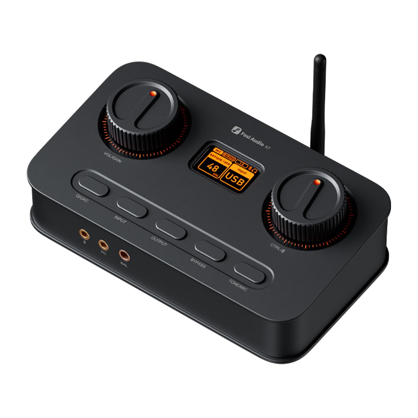 تبدیل کننده صدای دیجیتال به آنالوگ Fosi Audio K7 DAC Headphone Amp، USB C Desktop برای کامپیوترهای کاری و بازی PS5، ورودی Optical/Coaxial/Bluetooth aptX HD LL/Microphone، خروجی Balanced/RCA 3.5mm/4.4mm