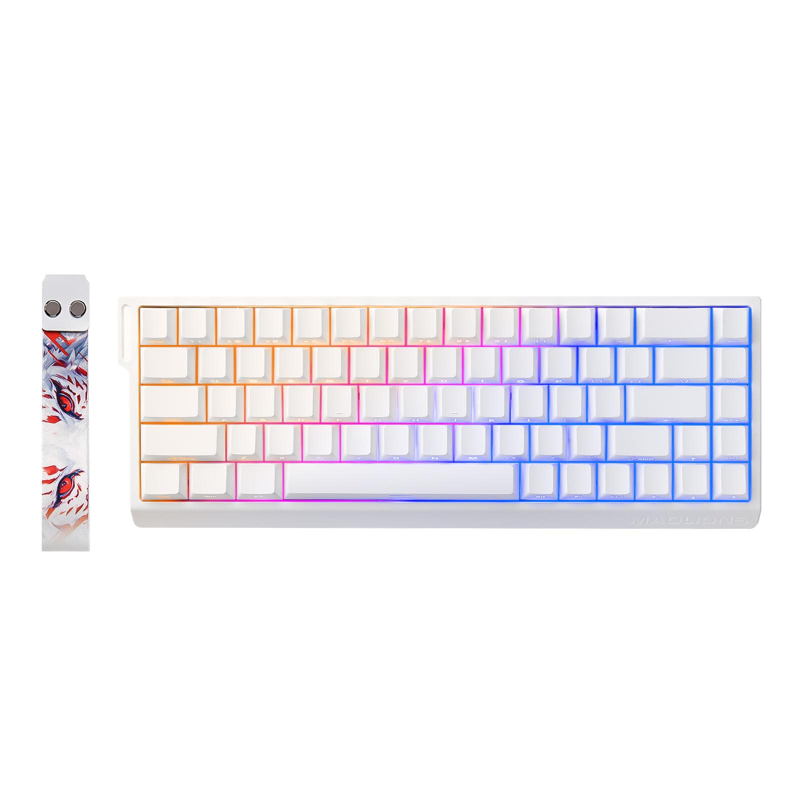 YUNZII x MADLIONS MAD68 HE صفحه کلید بازی مکانیکی سیمی با مکانیسم مغناطیسی Rapid Trigger 60٪ قابل تنظیم با پوشش PBT RGB Hot-Swap, میزان نمونه‌برداری 8K Hz (سفید، سوئیچ Magnetic Amber Pro) سوئیچ Magnetic Amber Pro سفید
