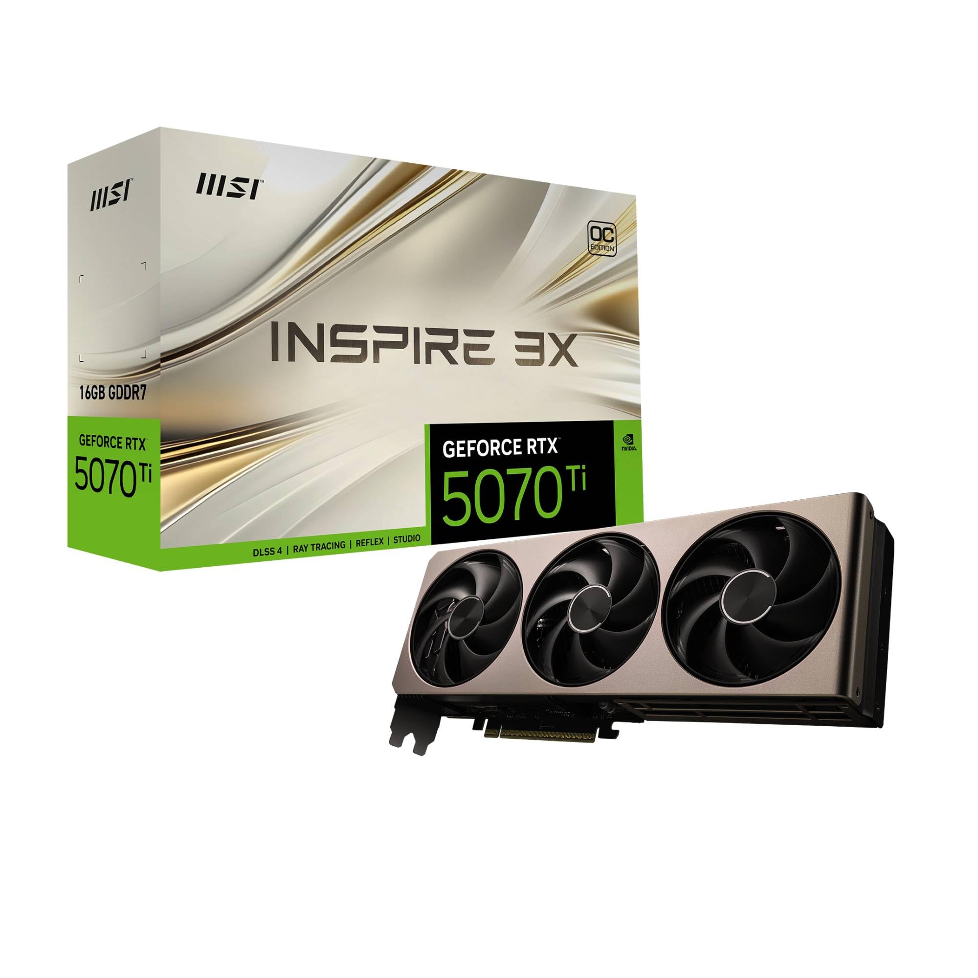 MSI GeForce RTX 5070 Ti 16G INSPIRE 3X OC را ترجمه می کند.