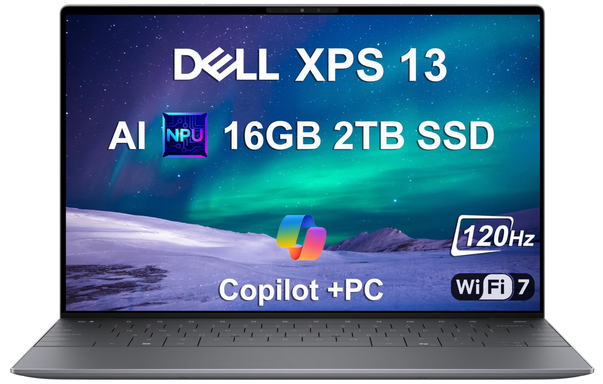 لپ تاپ Dell XPS 13 9345 سال 2025، Copilot+ هوش مصنوعی PC (صفحه نمایش 13.4 اینچی FHD+ با نرخ تازه‌سازی 120Hz، Snapdragon X Plus (> Intel i7-1355U)، 16GB RAM با سرعت 8448MT/s، 2TB SSD)، نازک و سبک، عمر باتری 27 ساعت، وب‌کم IR، Wi-Fi 7، Win 11 Pro، 2TB SSD Snapdragon X Plus