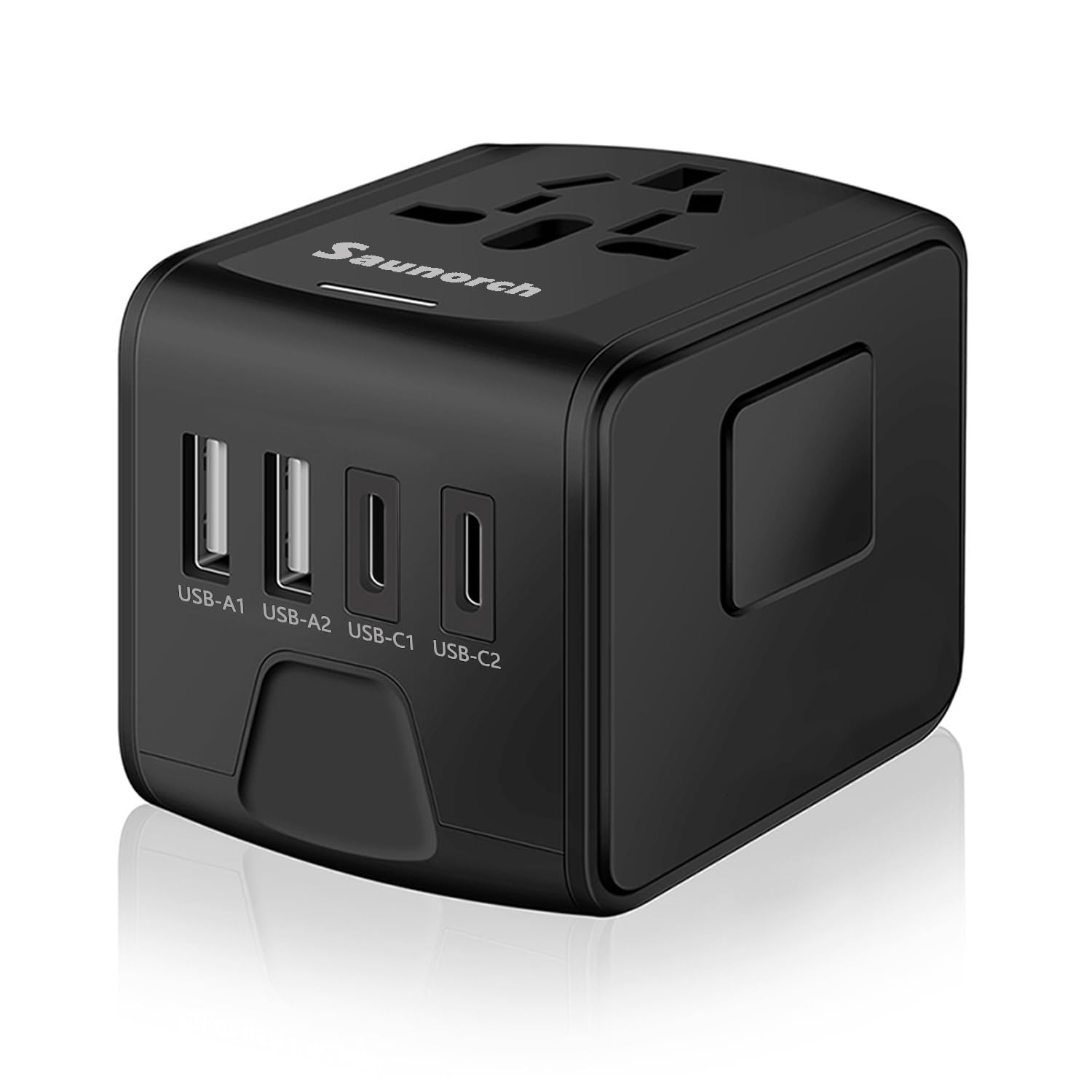 SAUNORCH Universal International Travel Power Plug Adapter, AC Outlet (2A+2C)Black