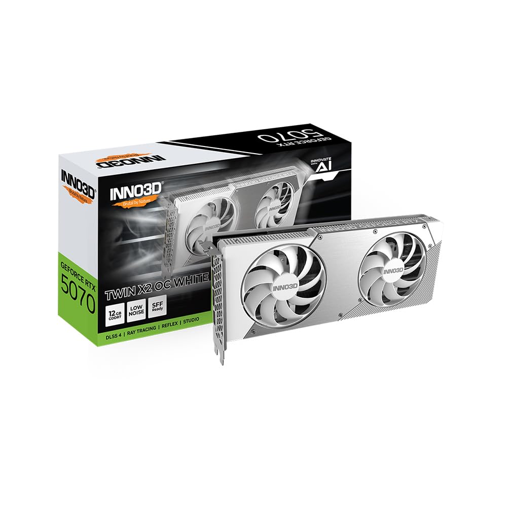 کارت گرافیک Inno3D GeForce RTX5070 Twin x2 OC 12GB سفید 192Bit GDDR7 N50702-12D7X-195064W